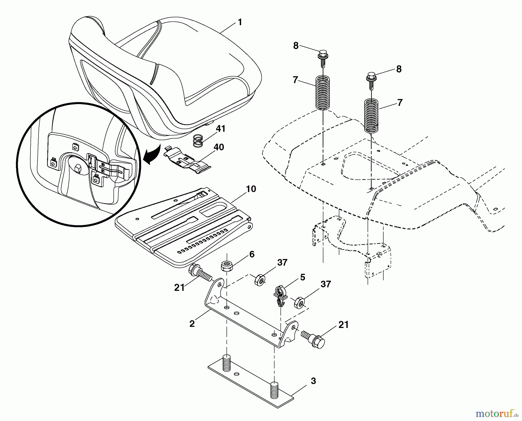 Husqvarna Rasen und Garten Traktoren GTH 2654T (96043001000) - Husqvarna Garden Tractor (2006-03 & After) Seat Assembly
