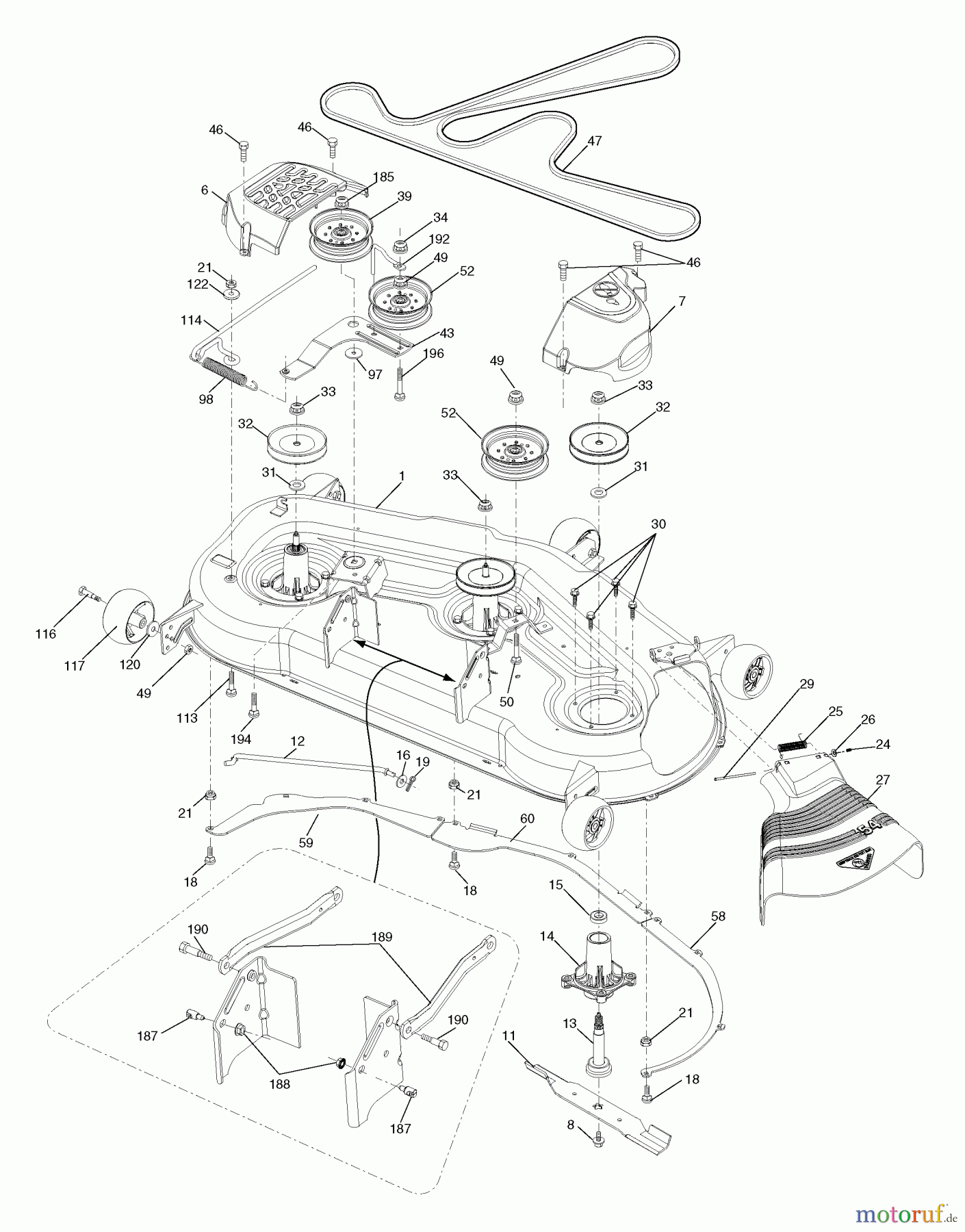 Husqvarna Rasen und Garten Traktoren GTH 2654T (96043001001) - Husqvarna Garden Tractor (2006-03 & After) Mower Deck