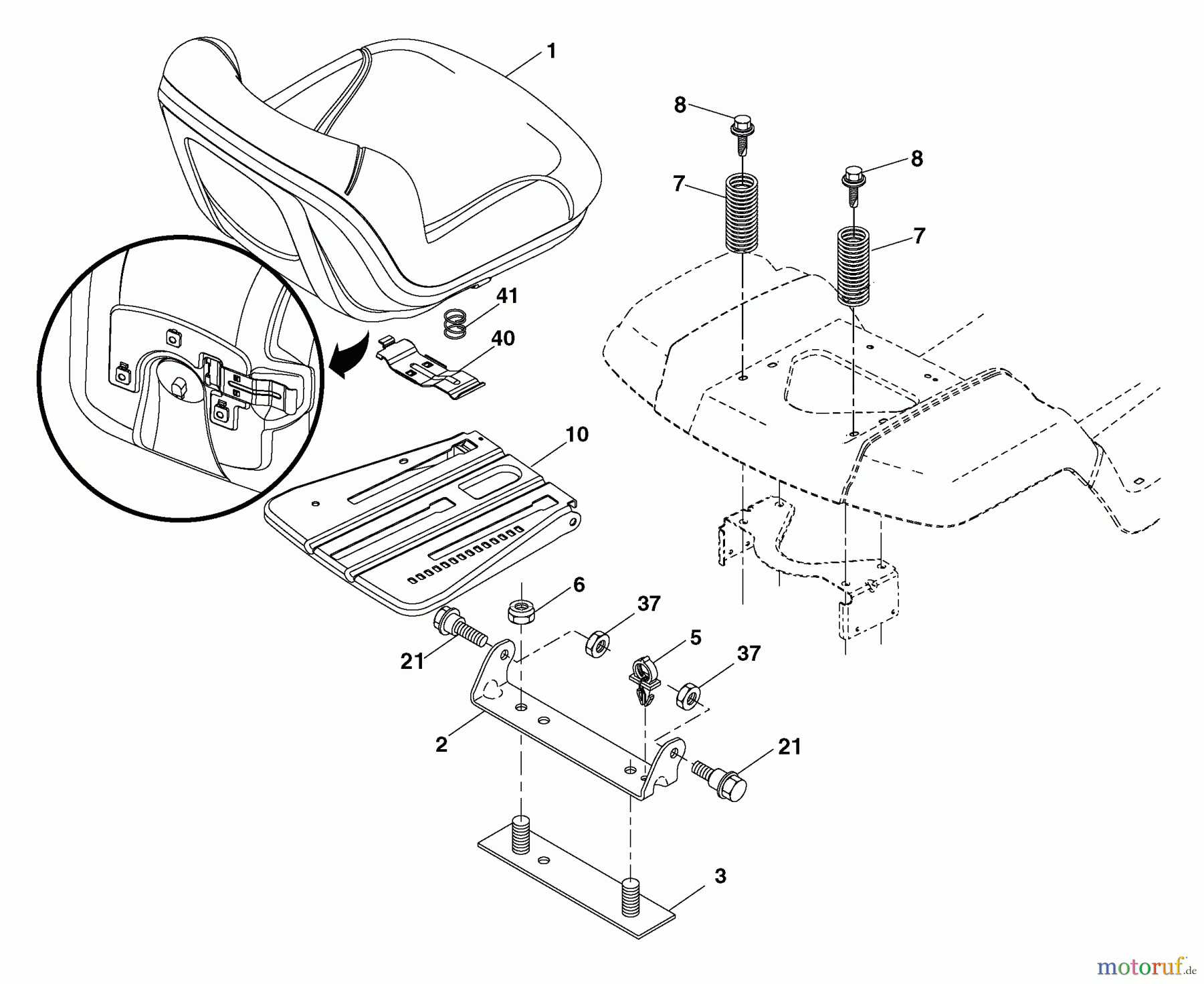 Husqvarna Rasen und Garten Traktoren GTH 2654T (96043001001) - Husqvarna Garden Tractor (2006-03 & After) Seat Assembly