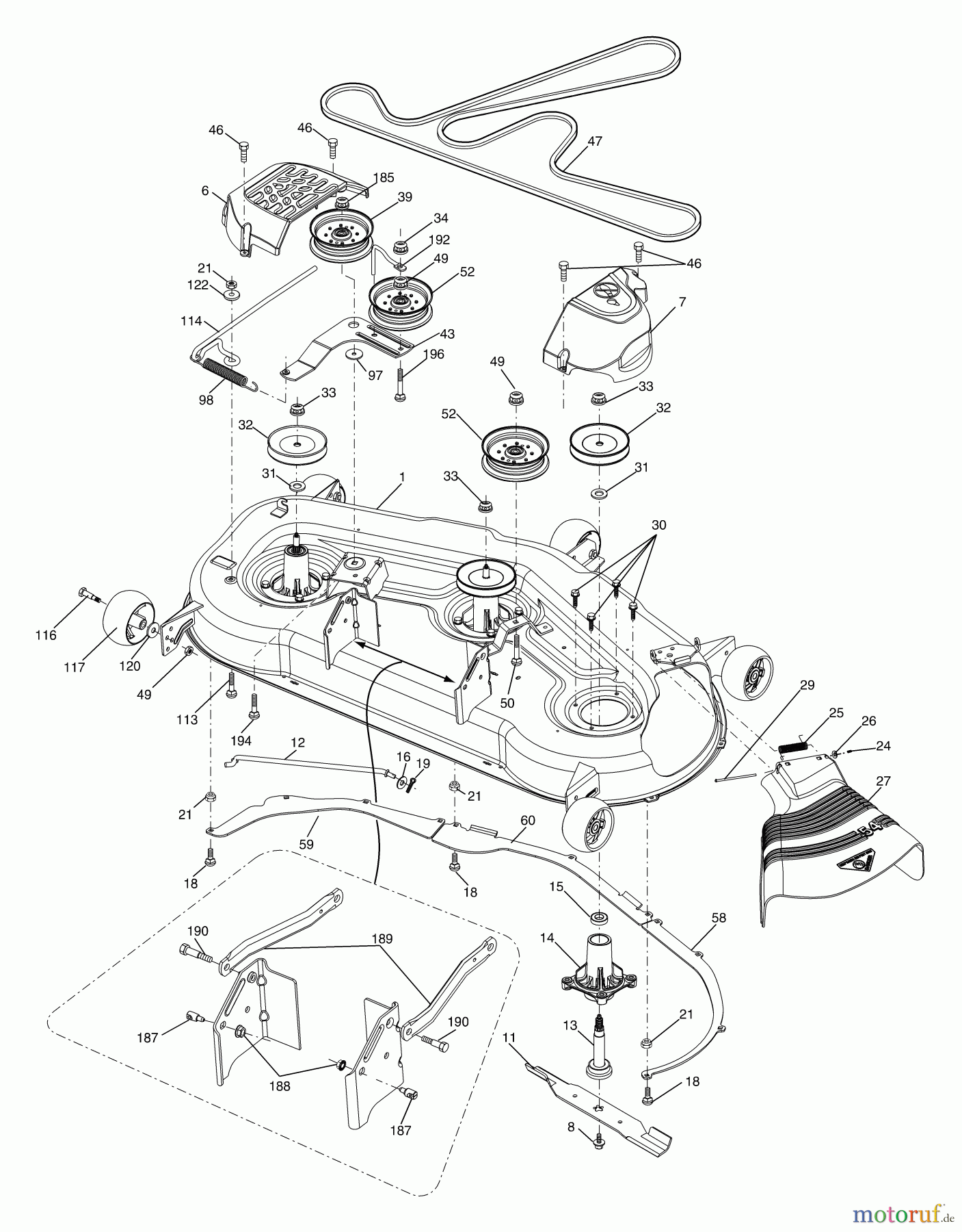 Husqvarna Rasen und Garten Traktoren GTH 2654T (96043001002) - Husqvarna Garden Tractor (2006-03 & After) Mower Deck