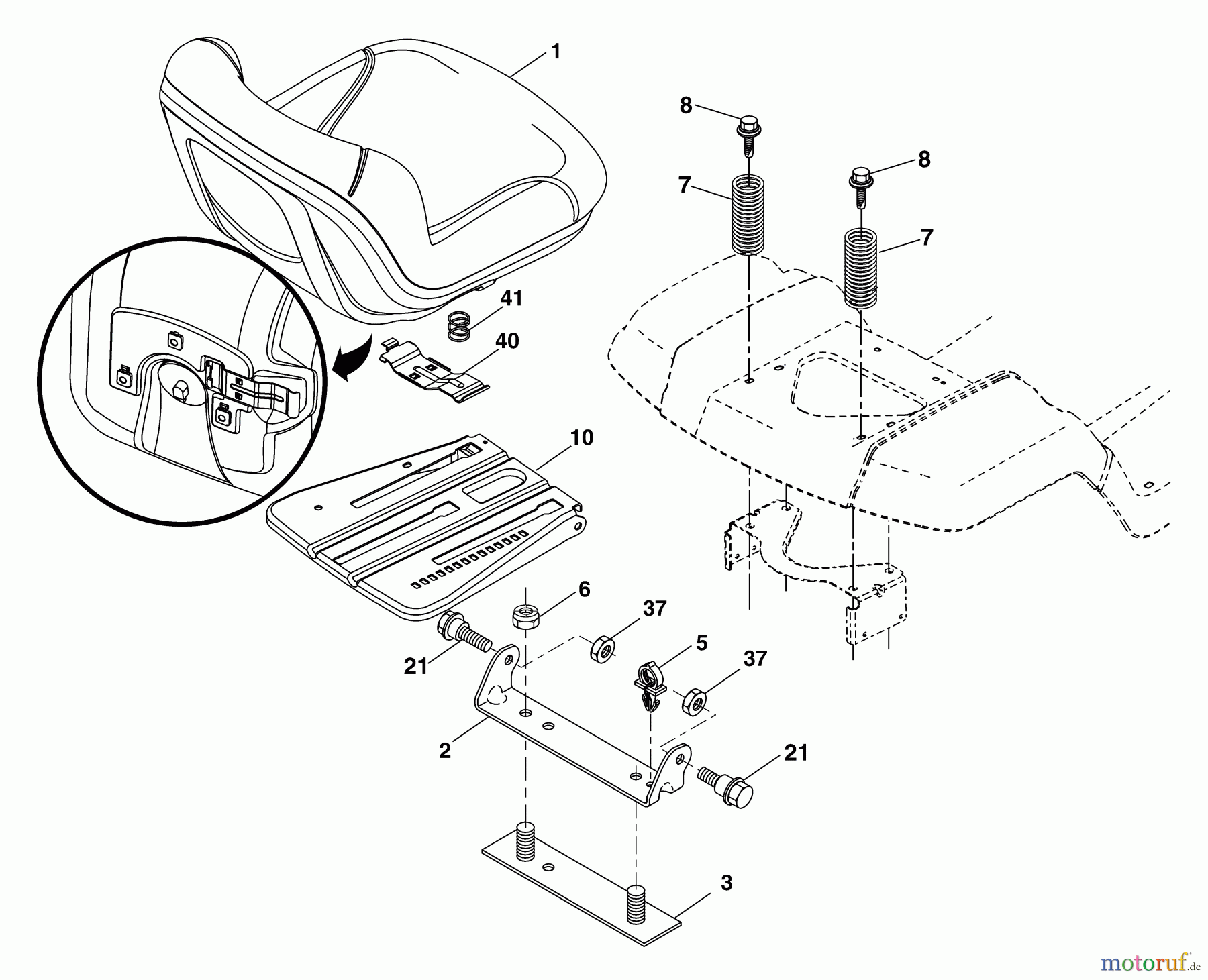 Husqvarna Rasen und Garten Traktoren GTH 2654T (96043001002) - Husqvarna Garden Tractor (2006-03 & After) Seat Assembly