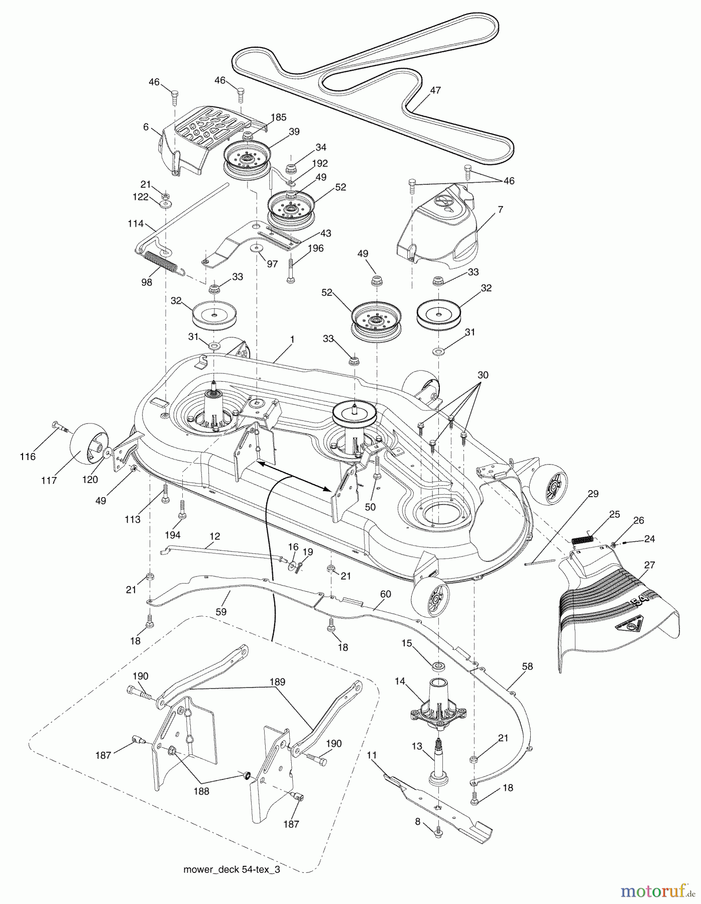 Husqvarna Rasen und Garten Traktoren GTH 26K54 (96043003100) - Husqvarna Garden Tractor (2006-11 & After) Mower Deck