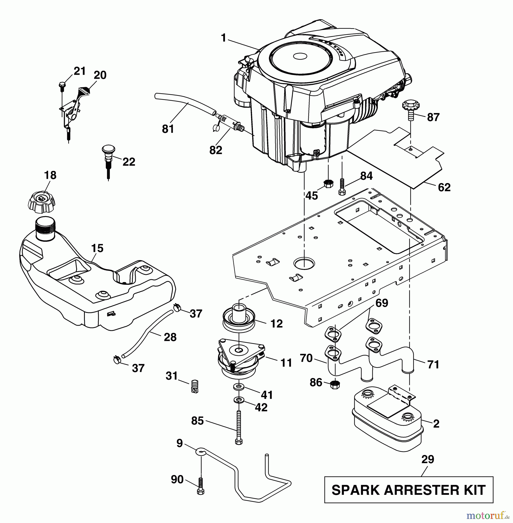 Husqvarna Rasen und Garten Traktoren GTH 26K54T (96043001100) - Husqvarna Garden Tractor (2006-03 & After) Engine