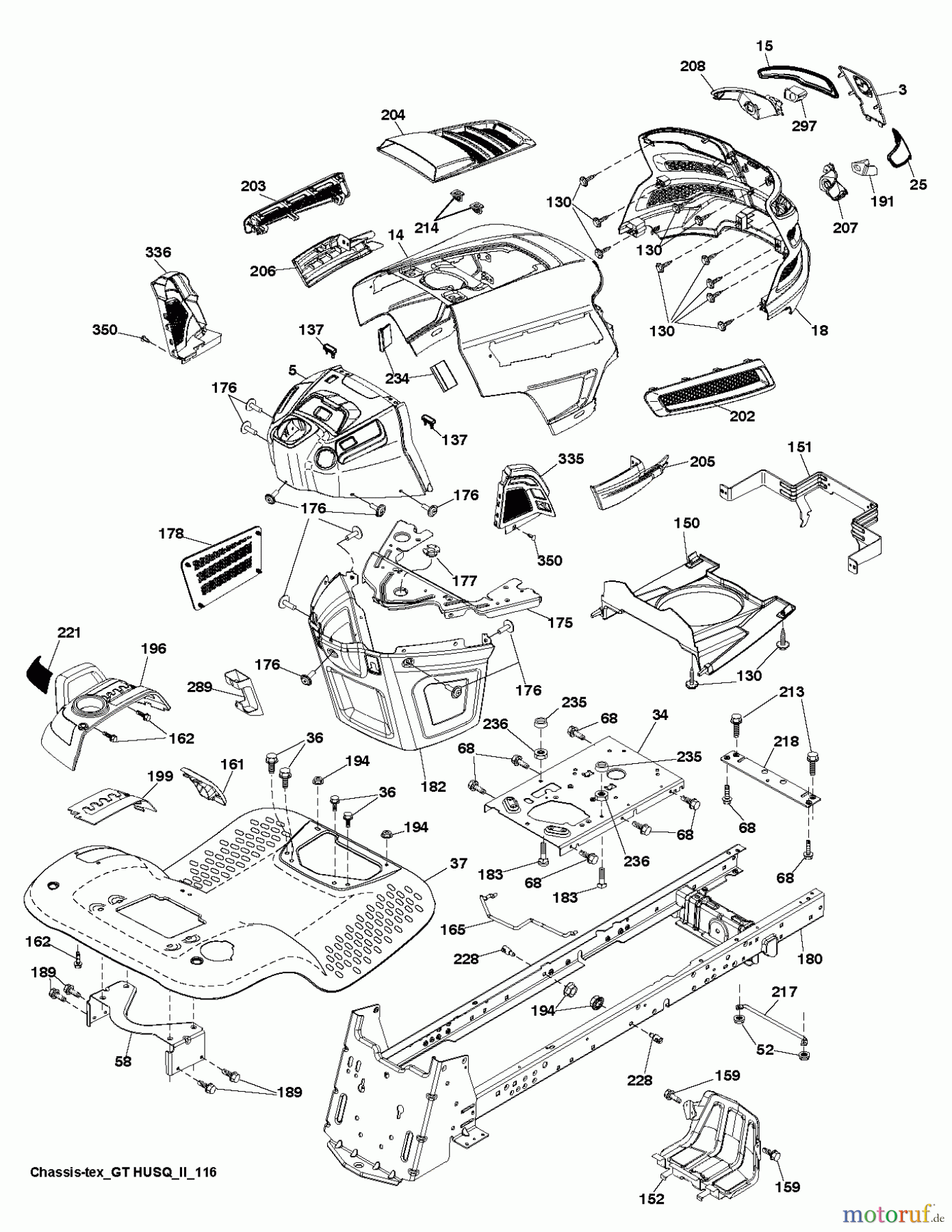 Husqvarna Rasen und Garten Traktoren GTH 26V54 (96048003501) - Husqvarna Garden Tractor (2012-08 & After) CHASSIS / FRAME