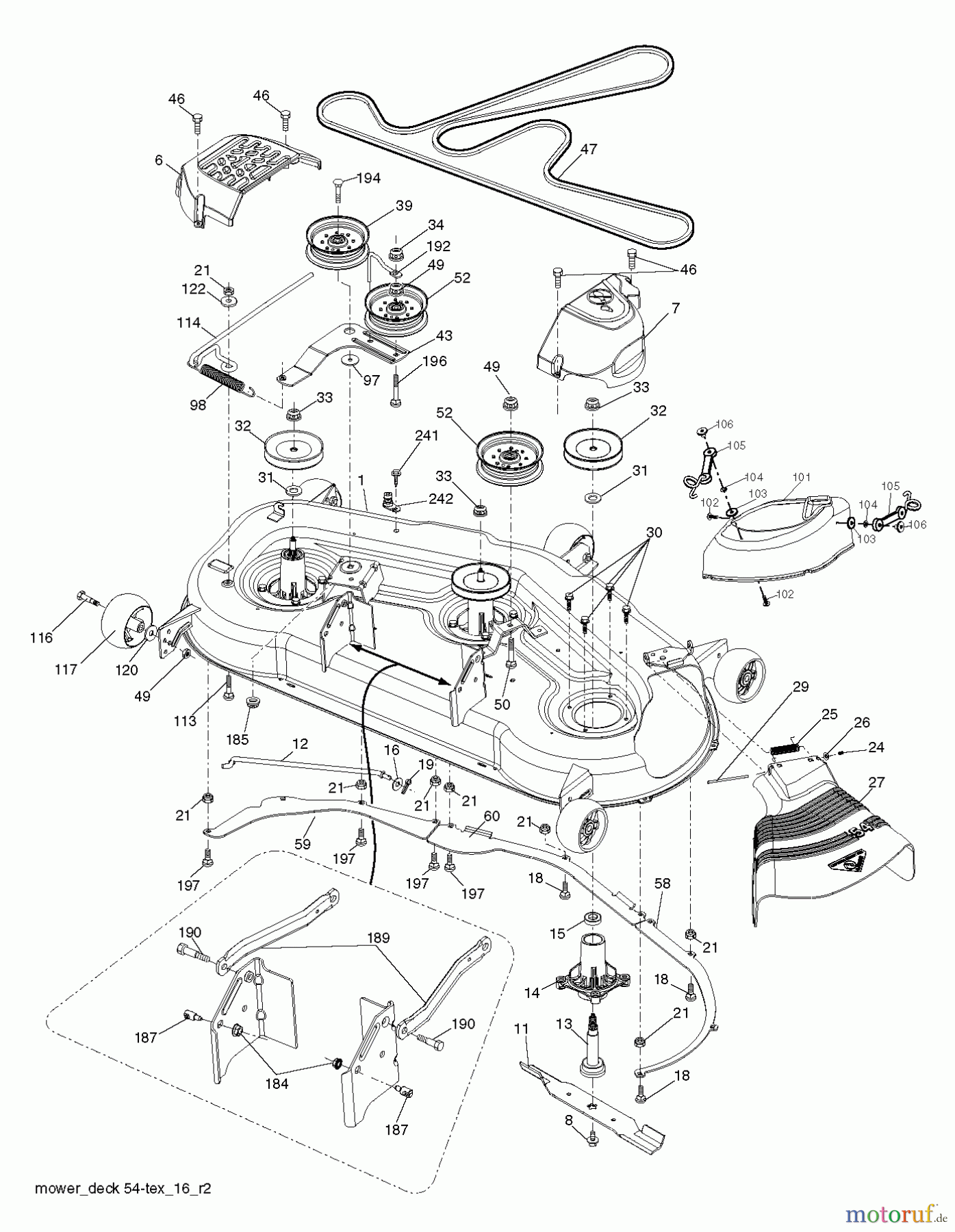 Husqvarna Rasen und Garten Traktoren GTH 26V54 (96048003501) - Husqvarna Garden Tractor (2012-08 & After) MOWER DECK / CUTTING DECK