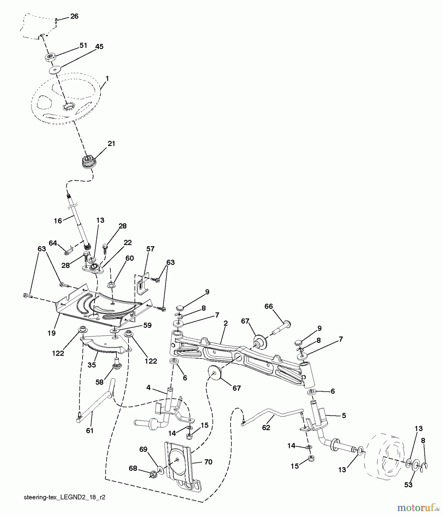 Husqvarna Rasen und Garten Traktoren GTH 26V54 (96048003501) - Husqvarna Garden Tractor (2012-08 & After) STEERING