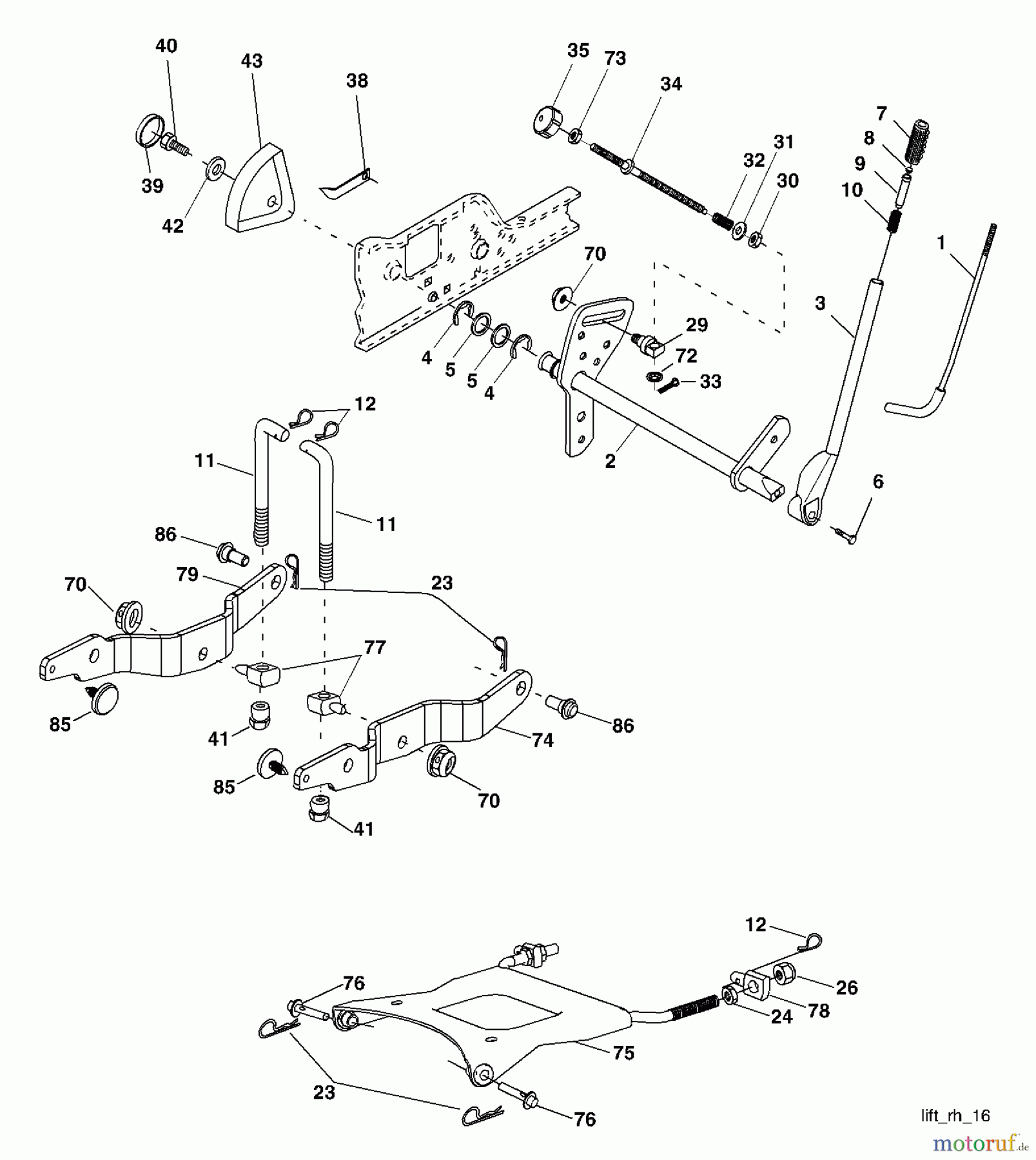 Husqvarna Rasen und Garten Traktoren GTH 2254XP (96023000200) - Husqvarna Garden Tractor (2005-05 & After) Lift Assembly