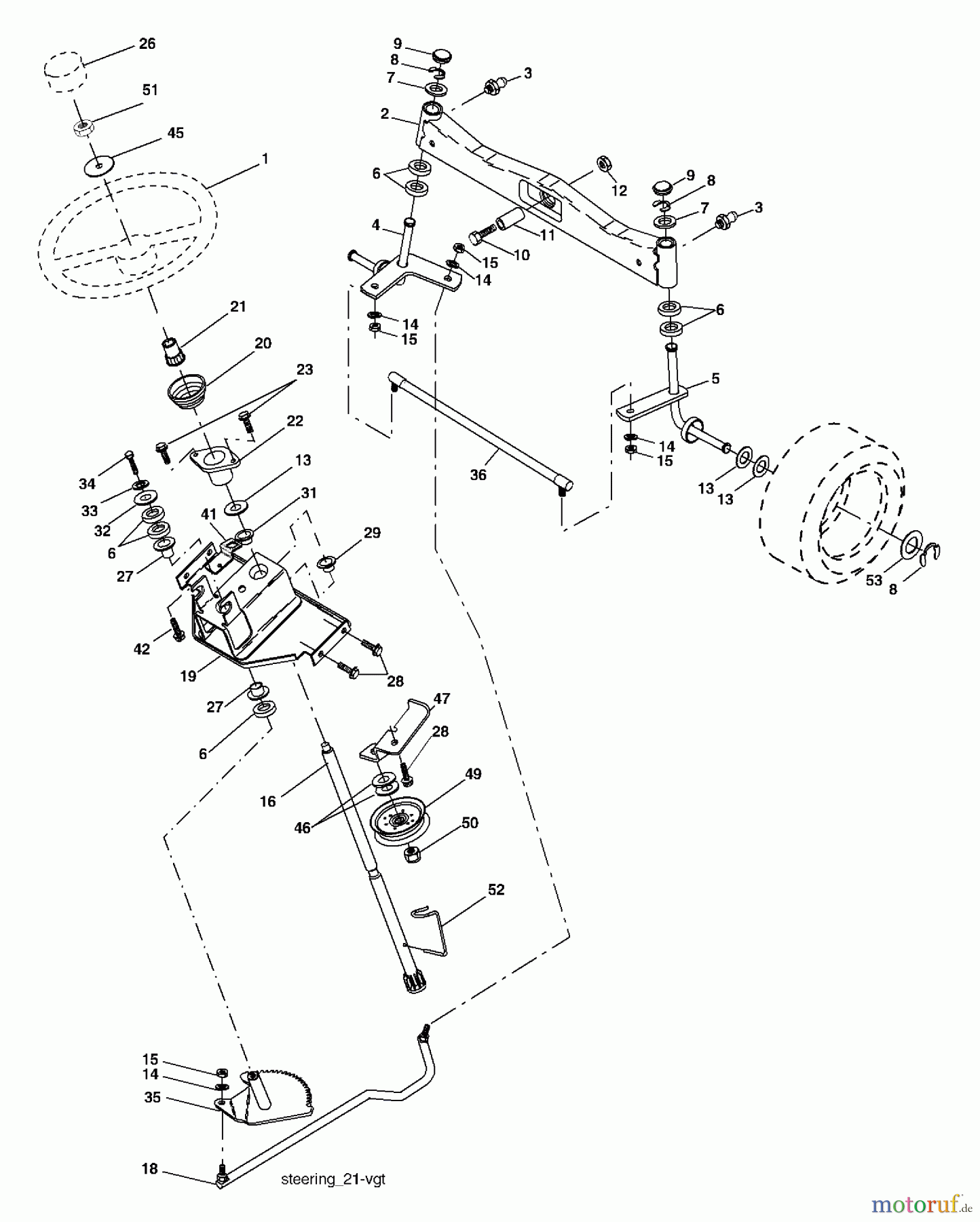 Husqvarna Rasen und Garten Traktoren GTH 2254XP (96023000200) - Husqvarna Garden Tractor (2005-05 & After) Steering Assembly