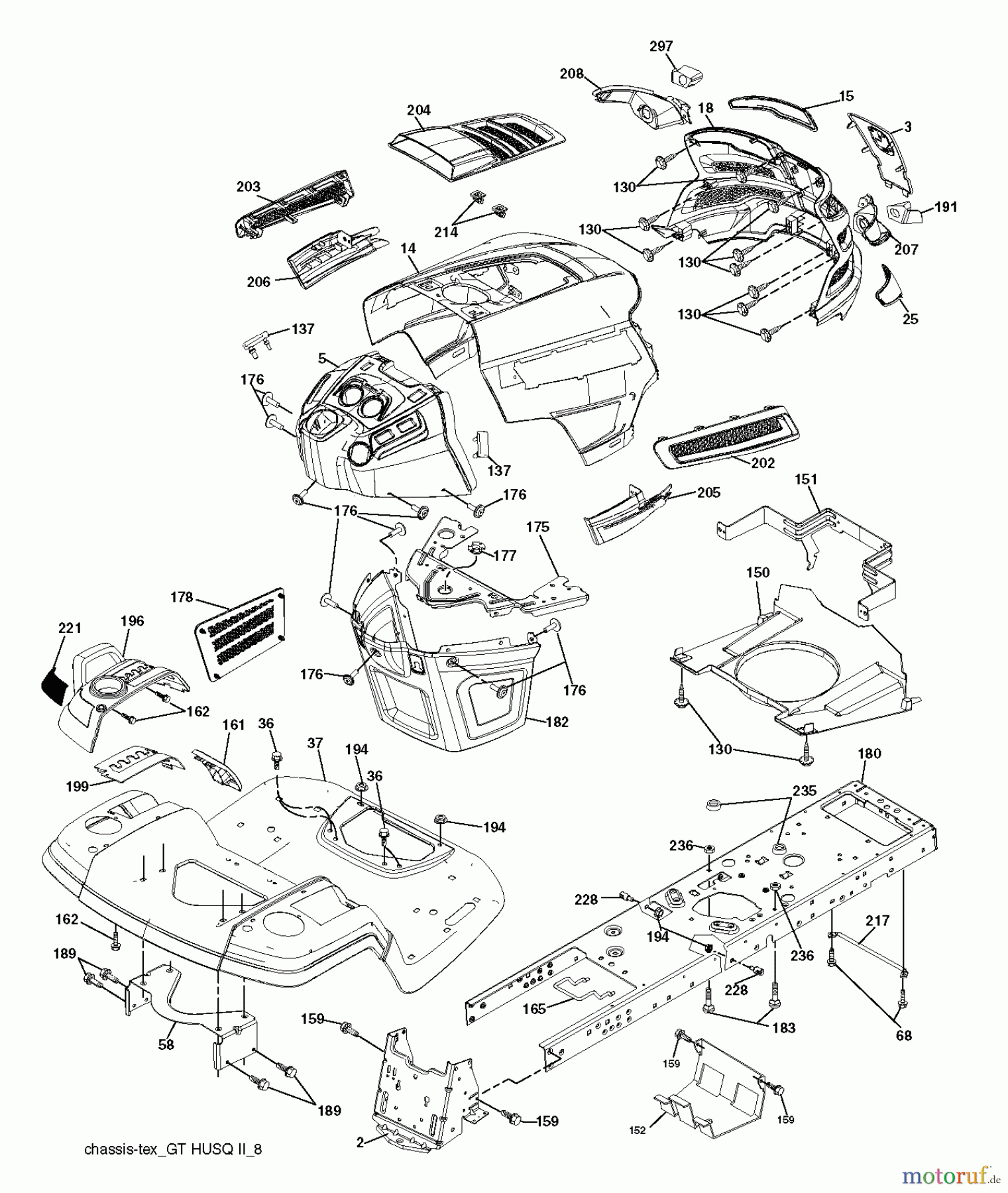 Husqvarna Rasen und Garten Traktoren GTH 27V48LS (96043011700) - Husqvarna Garden Tractor (2010-10 & After) CHASSIS ENCLOSURES