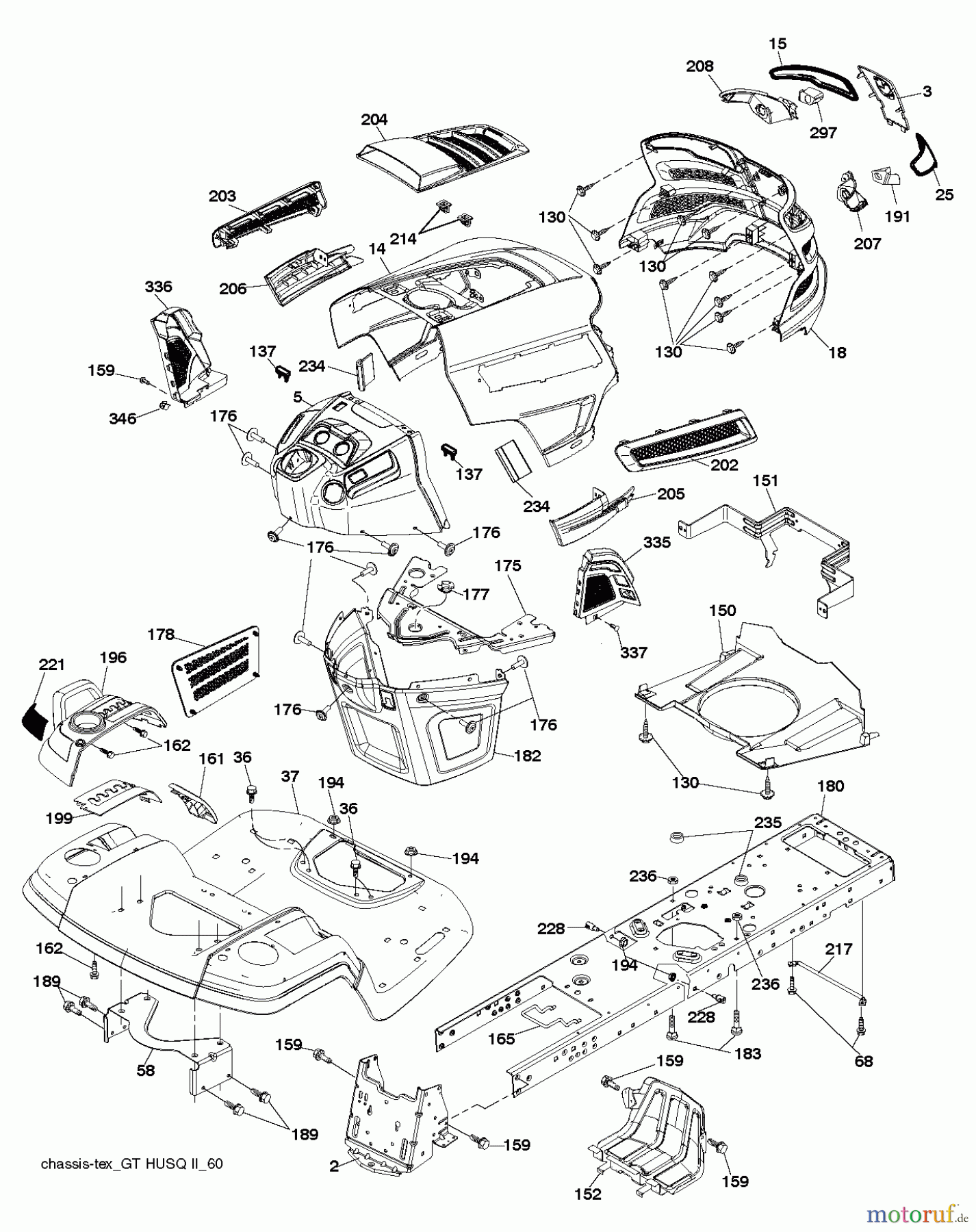 Husqvarna Rasen und Garten Traktoren GTH 27V48LS (96043011702) - Husqvarna Garden Tractor (2011-08 & After) CHASSIS ENCLOSURES