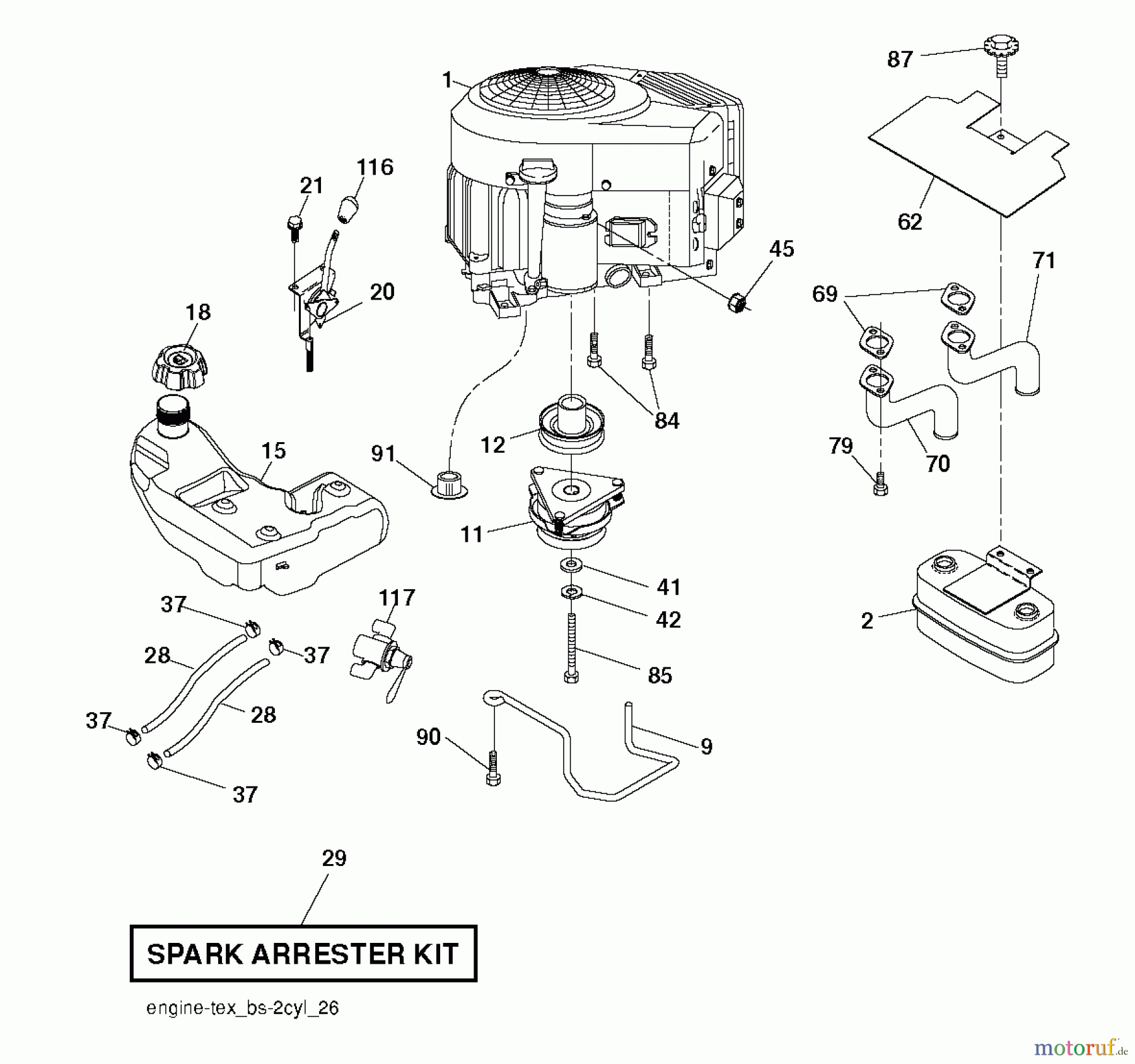 Husqvarna Rasen und Garten Traktoren GT 54LS (96043015700) - Husqvarna Garden Tractor (2012-10 & After) ENGINE