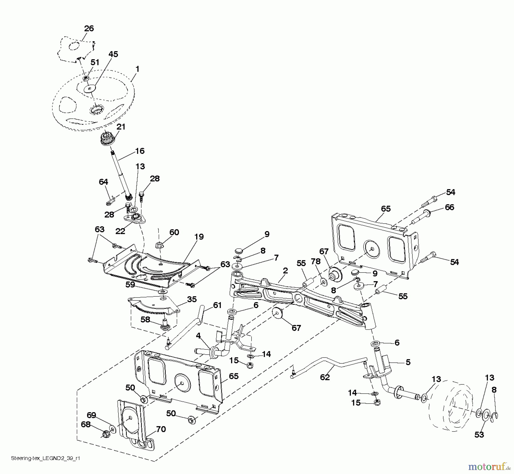 Husqvarna Rasen und Garten Traktoren GTH 27V48LS (96043011702) - Husqvarna Garden Tractor (2011-08 & After) STEERING