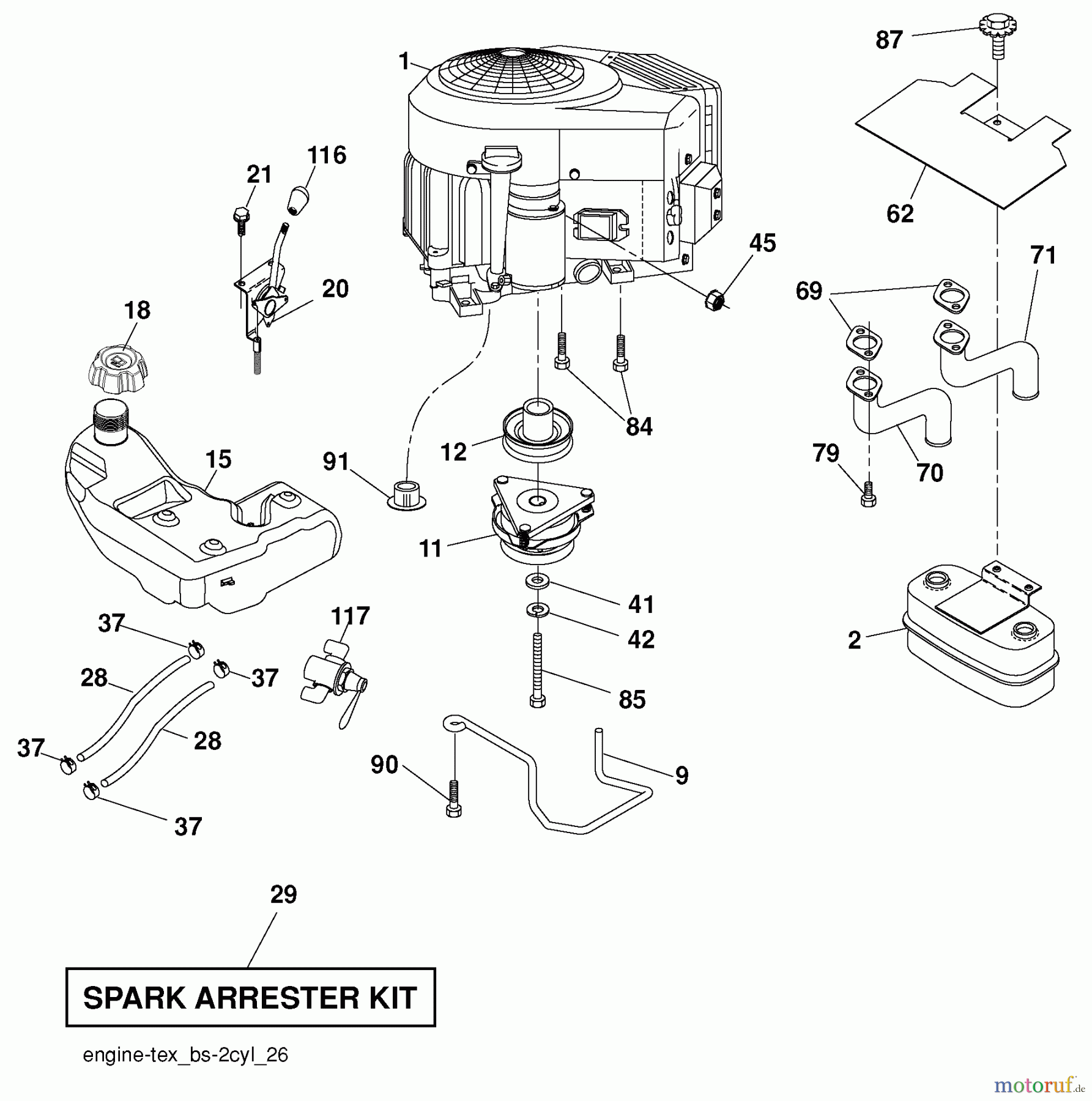 Husqvarna Rasen und Garten Traktoren GTH 27V52LS (96043009101) - Husqvarna Garden Tractor (2010-03 & After) Engine