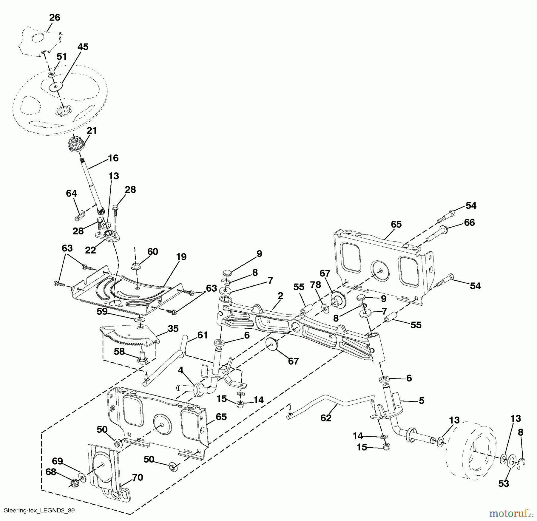Husqvarna Rasen und Garten Traktoren GTH 27V52LS (96043009101) - Husqvarna Garden Tractor (2010-03 & After) Steering Assembly