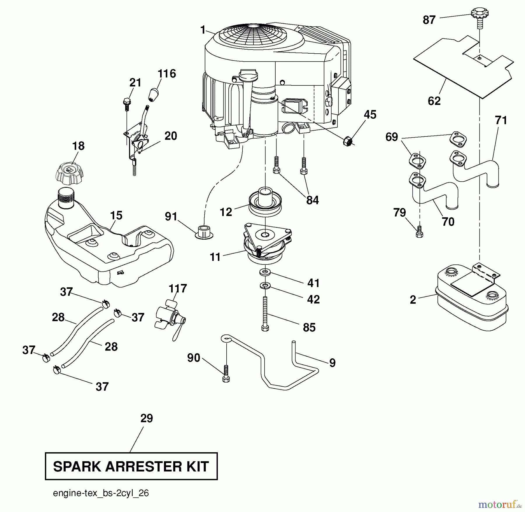 Husqvarna Rasen und Garten Traktoren GTH 27V52LS (96043009900) - Husqvarna Garden Tractor (2009-12 & After) Engine
