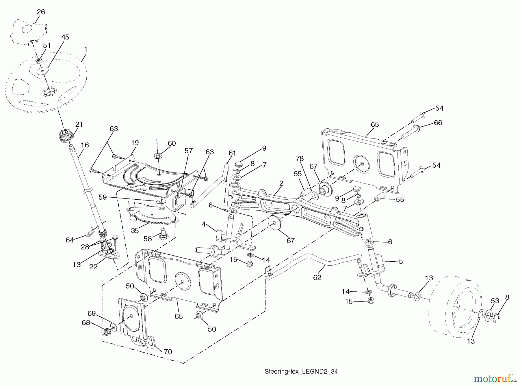 Husqvarna Rasen und Garten Traktoren GTH 27V52LS (96043009900) - Husqvarna Garden Tractor (2009-12 & After) Steering Assembly