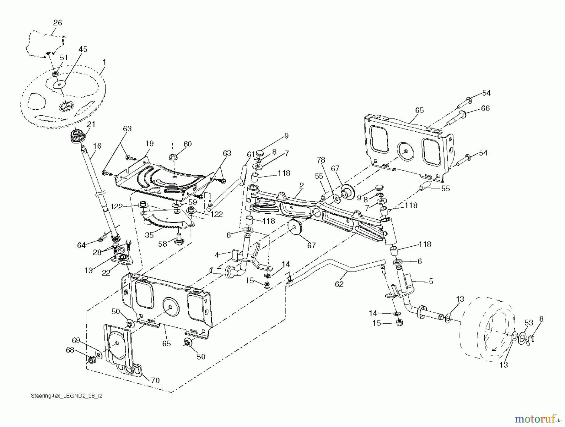 Husqvarna Rasen und Garten Traktoren GTH 3052TDF (96041028501) - Husqvarna Garden Tractor (2012-11 & After) STEERING