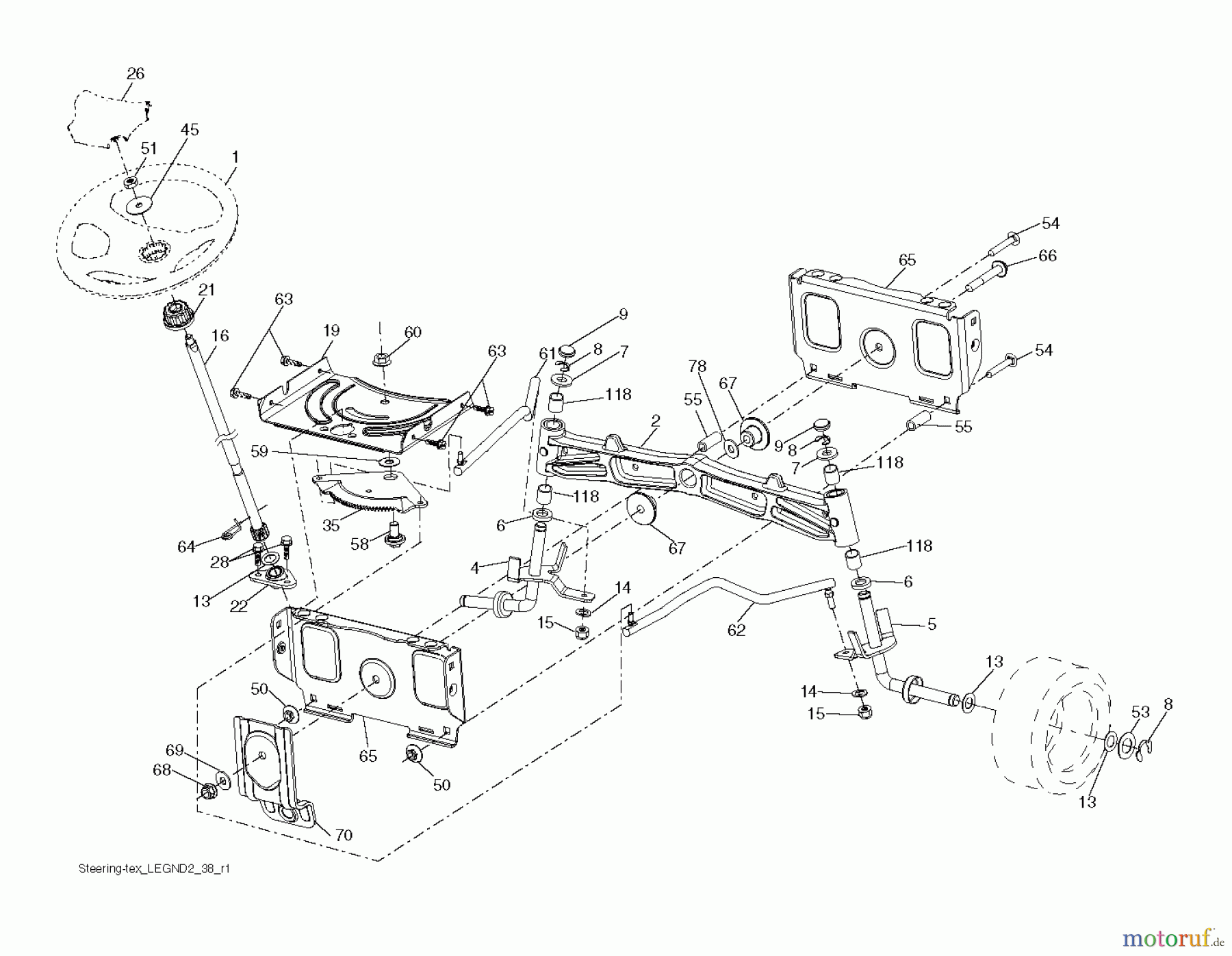 Husqvarna Rasen und Garten Traktoren GTH 3052TF (96041026500) - Husqvarna Garden Tractor (2011-06 & After) STEERING