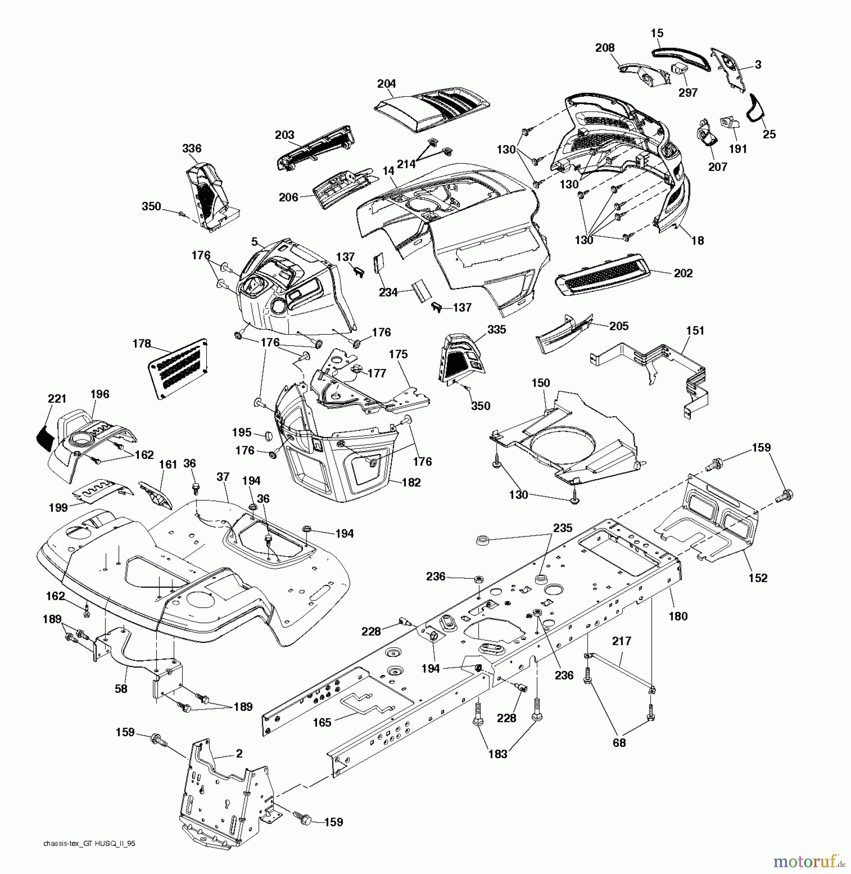 Husqvarna Rasen und Garten Traktoren GTH 3052TF (96041026501) - Husqvarna Garden Tractor (2012-01 & After) CHASSIS ENCLOSURES
