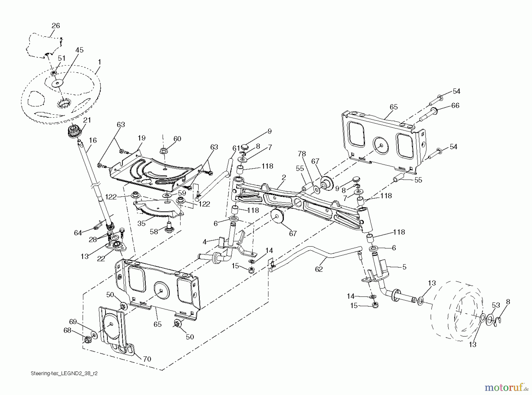 Husqvarna Rasen und Garten Traktoren GTH 3052TF (96041026501) - Husqvarna Garden Tractor (2012-01 & After) STEERING