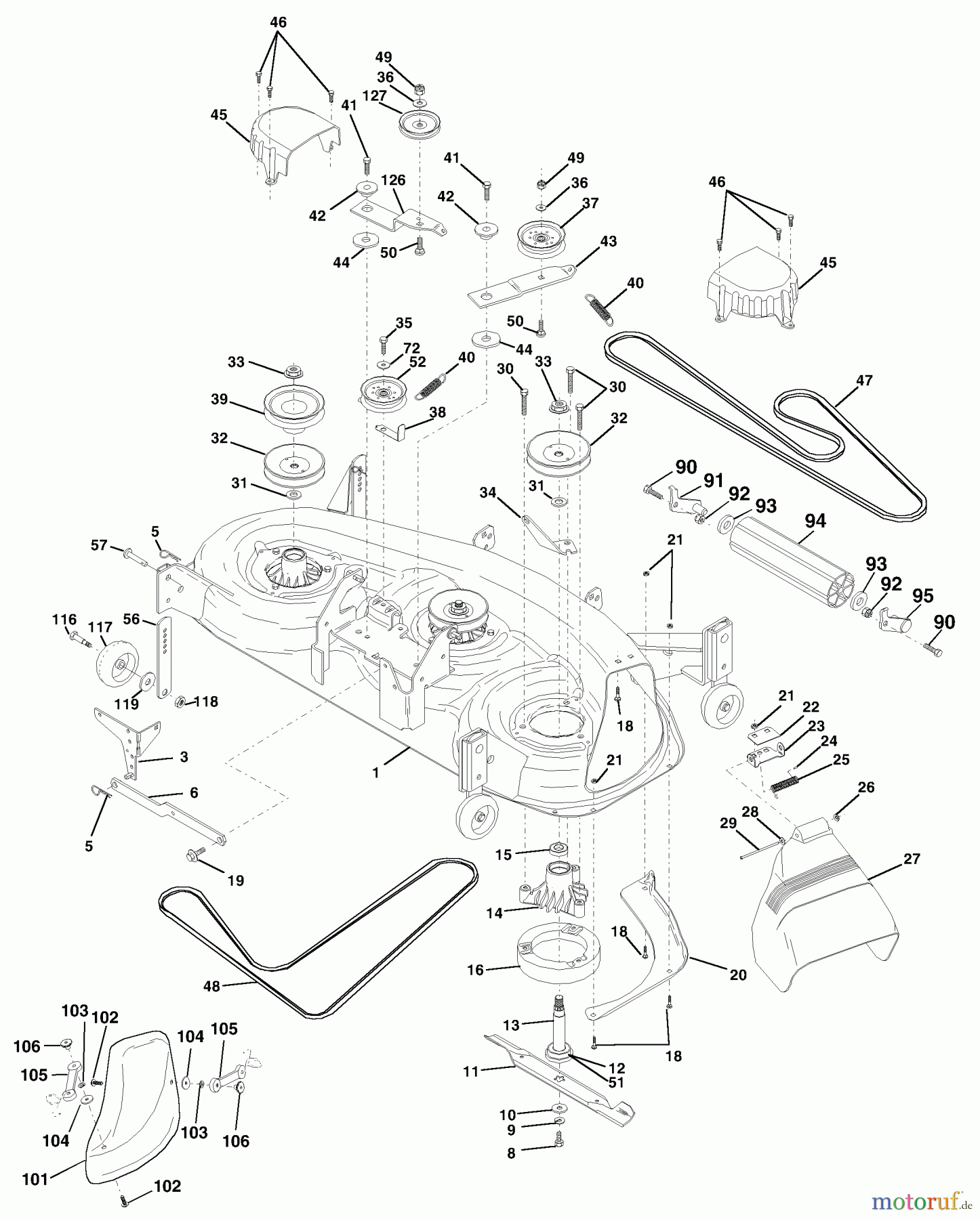 Husqvarna Rasen und Garten Traktoren GTVH 200 (954140016B) - Husqvarna Garden Tractor (1999-03 & After) Mower Deck