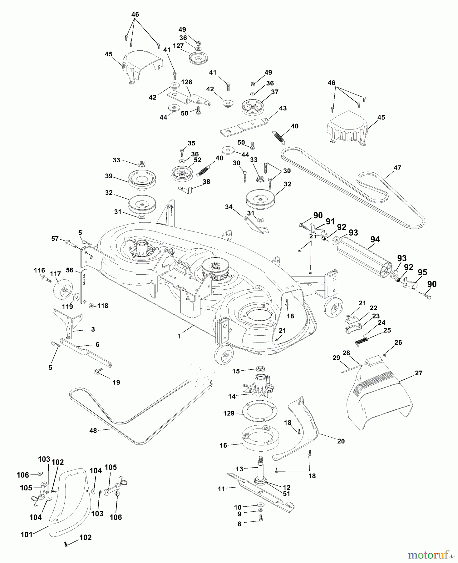 Husqvarna Rasen und Garten Traktoren GTVH 205 (954140102A) - Husqvarna Garden Tractor (1999-10 & After) Mower Deck