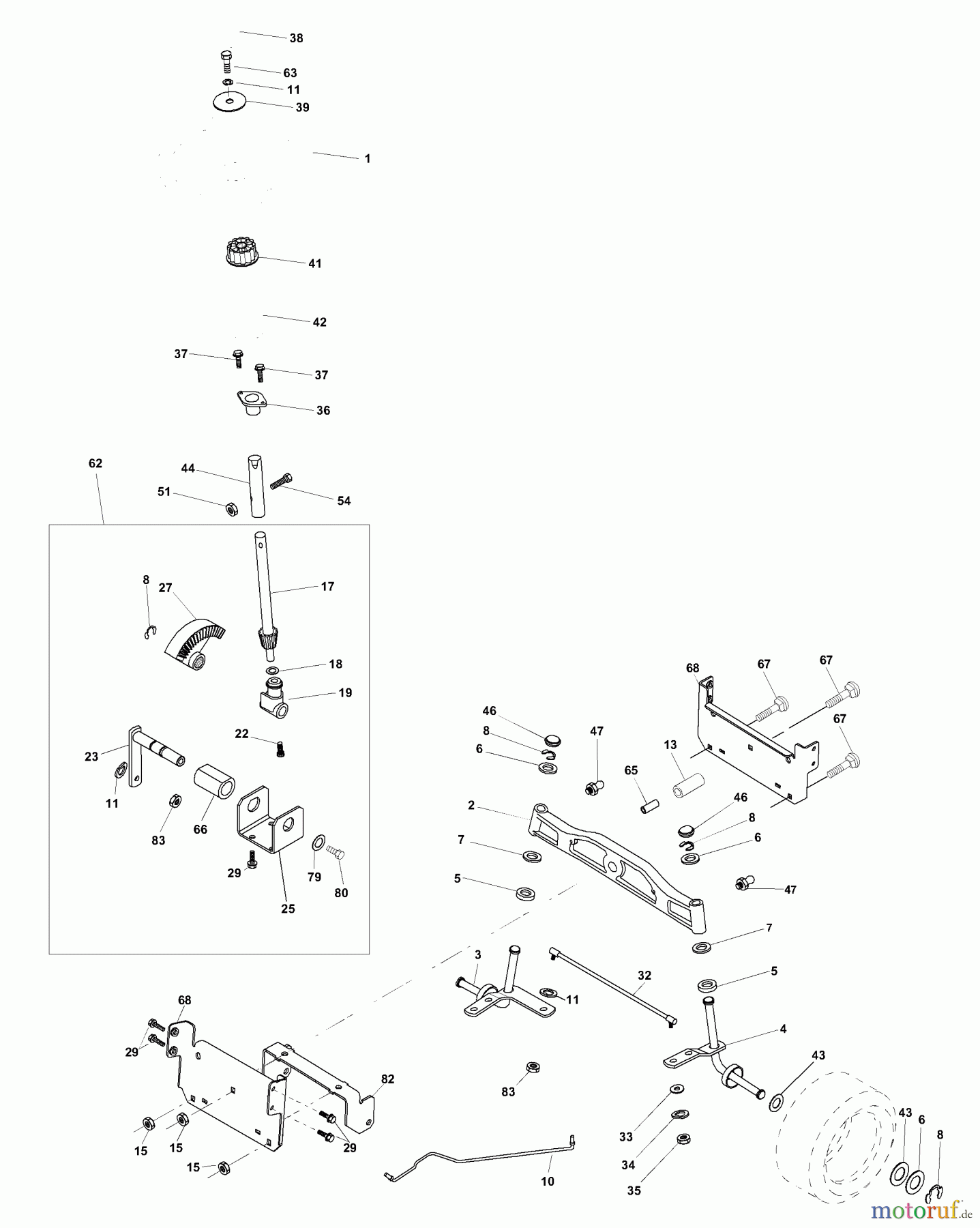 Husqvarna Rasen und Garten Traktoren GTVH 205 (954140102A) - Husqvarna Garden Tractor (1999-10 & After) Steering Assembly