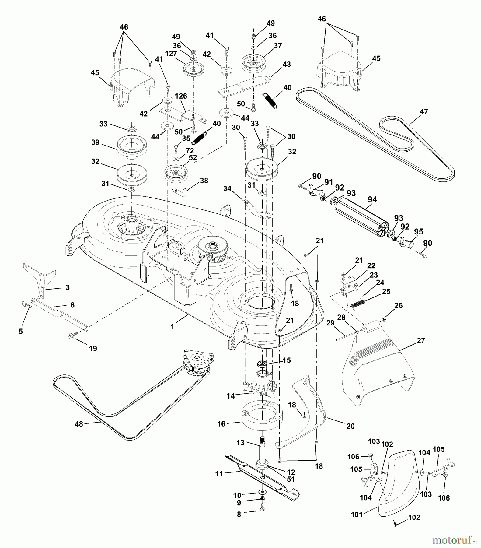 Husqvarna Rasen und Garten Traktoren GTVH 205 (954140102B) - Husqvarna Garden Tractor (2000-03 & After) Mower Deck