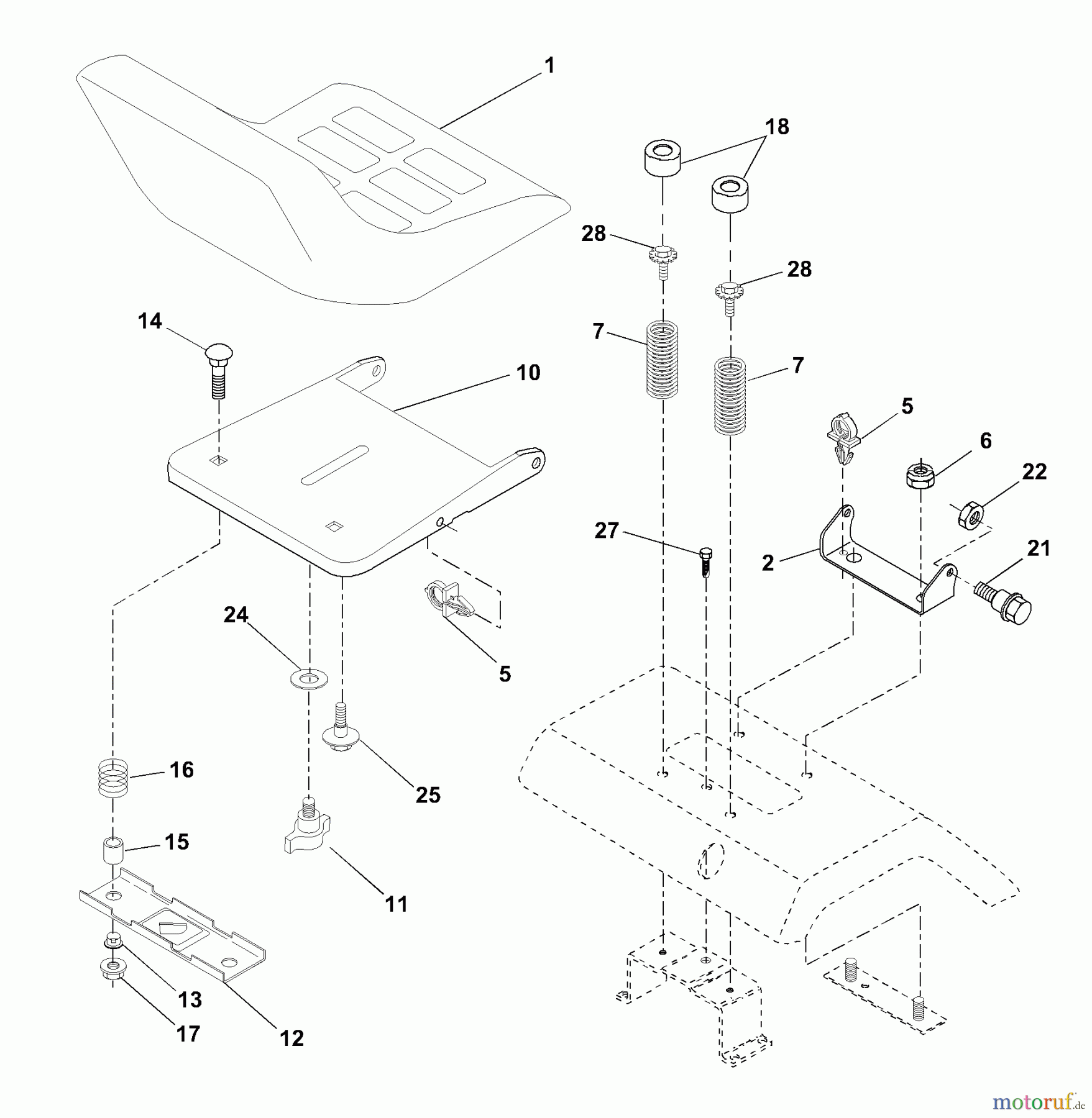 Husqvarna Rasen und Garten Traktoren GTVH 205 (954140102B) - Husqvarna Garden Tractor (2000-03 & After) Seat Assembly