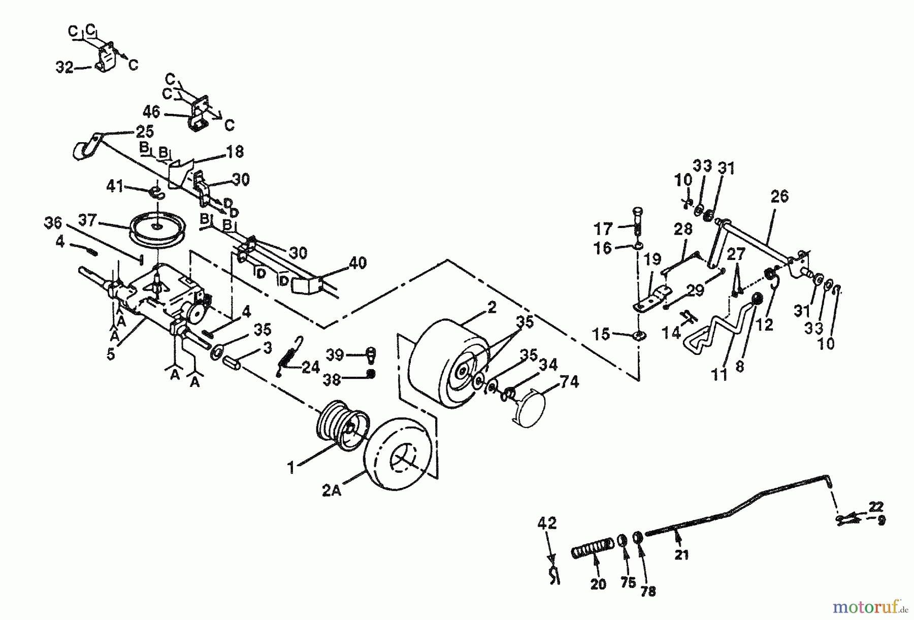 Husqvarna Rasen und Garten Traktoren HVGTV 16 AR - Husqvarna Lawn Tractor (1990-01 & After) Transaxle And Rear Wheel