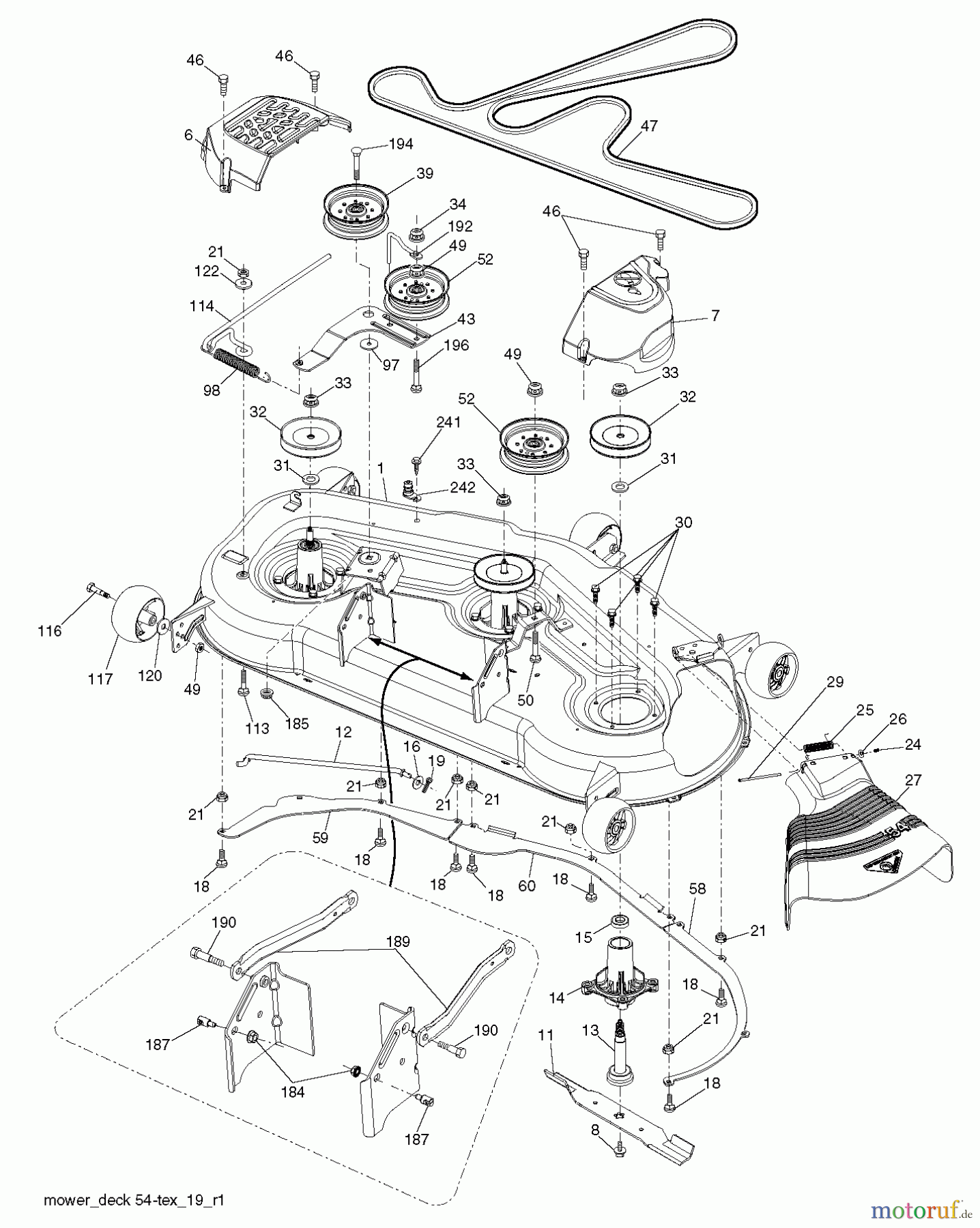 Husqvarna Rasen und Garten Traktoren LGT 24K54 (240471) - Husqvarna Lawn Tractor (2011-09 & After) MOWER DECK / CUTTING DECK