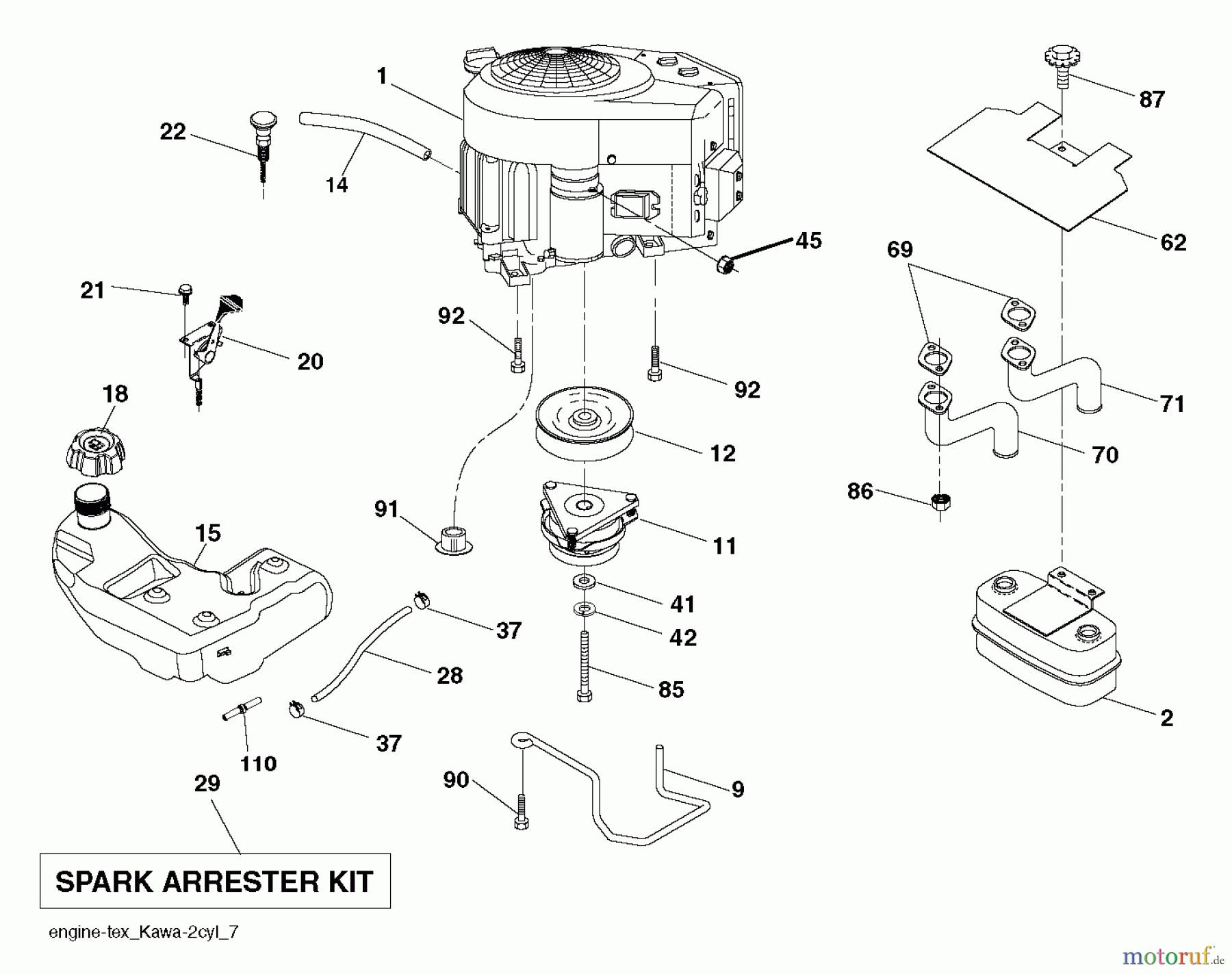 Husqvarna Rasen und Garten Traktoren LGT 24K54 (96043012701) - Husqvarna Lawn Tractor (2011-01 & After) ENGINE