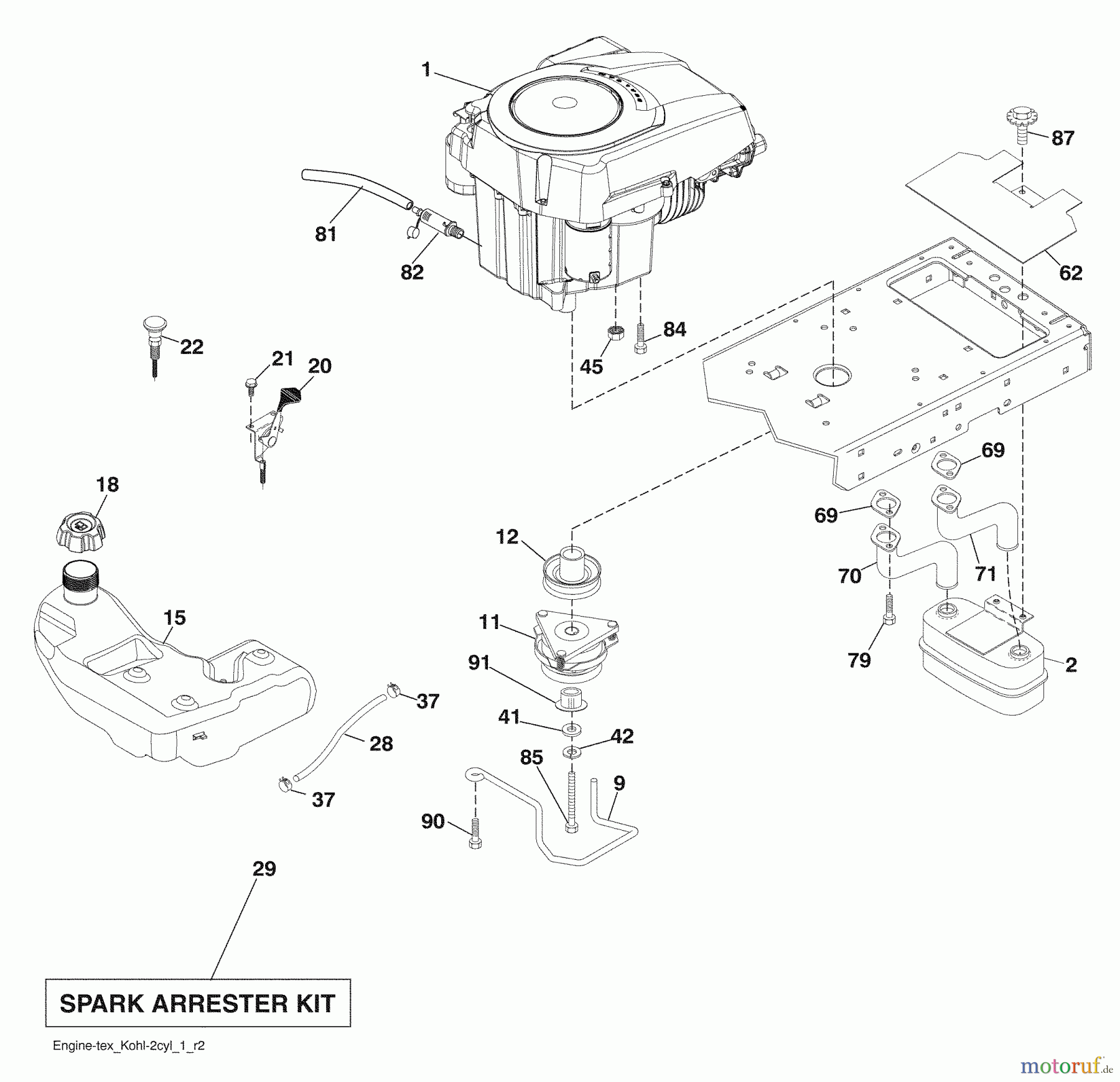 Husqvarna Rasen und Garten Traktoren LGT 2554 (96043006100) - Husqvarna Lawn Tractor (2009-04 & After) Engine