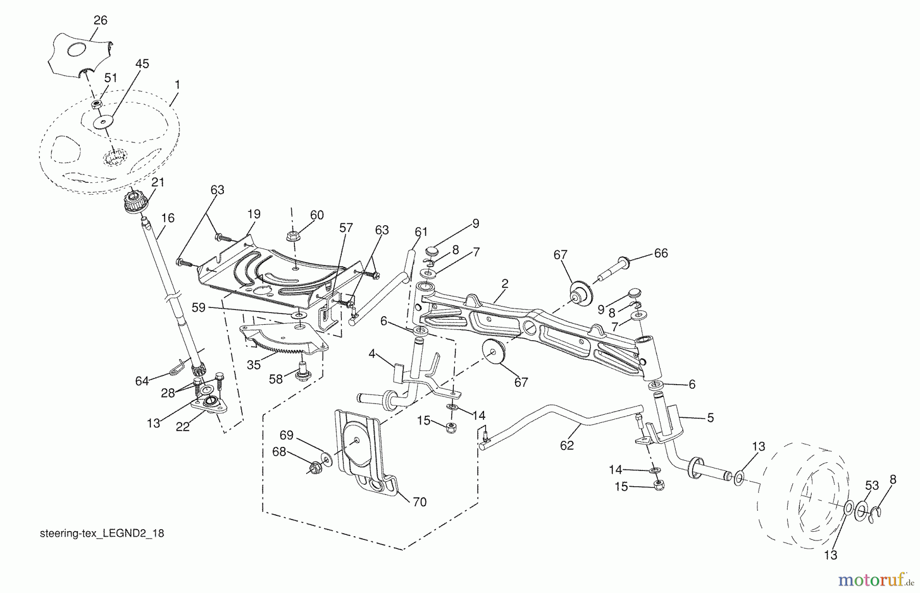 Husqvarna Rasen und Garten Traktoren LGT 2554 (96043006100) - Husqvarna Lawn Tractor (2009-04 & After) Steering Assembly