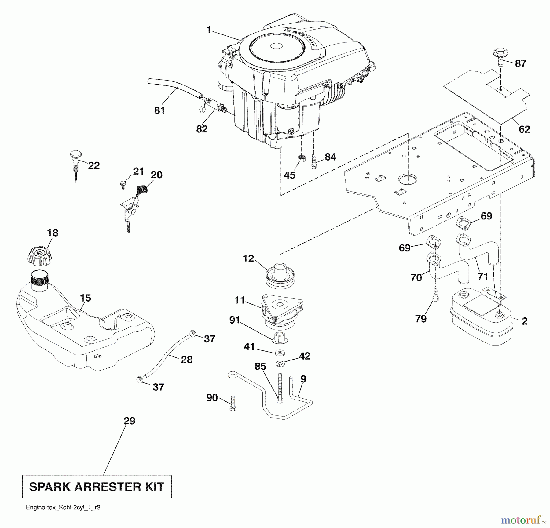 Husqvarna Rasen und Garten Traktoren LGT 2554 (96043006101) - Husqvarna Lawn Tractor (2009-09 & After) Engine