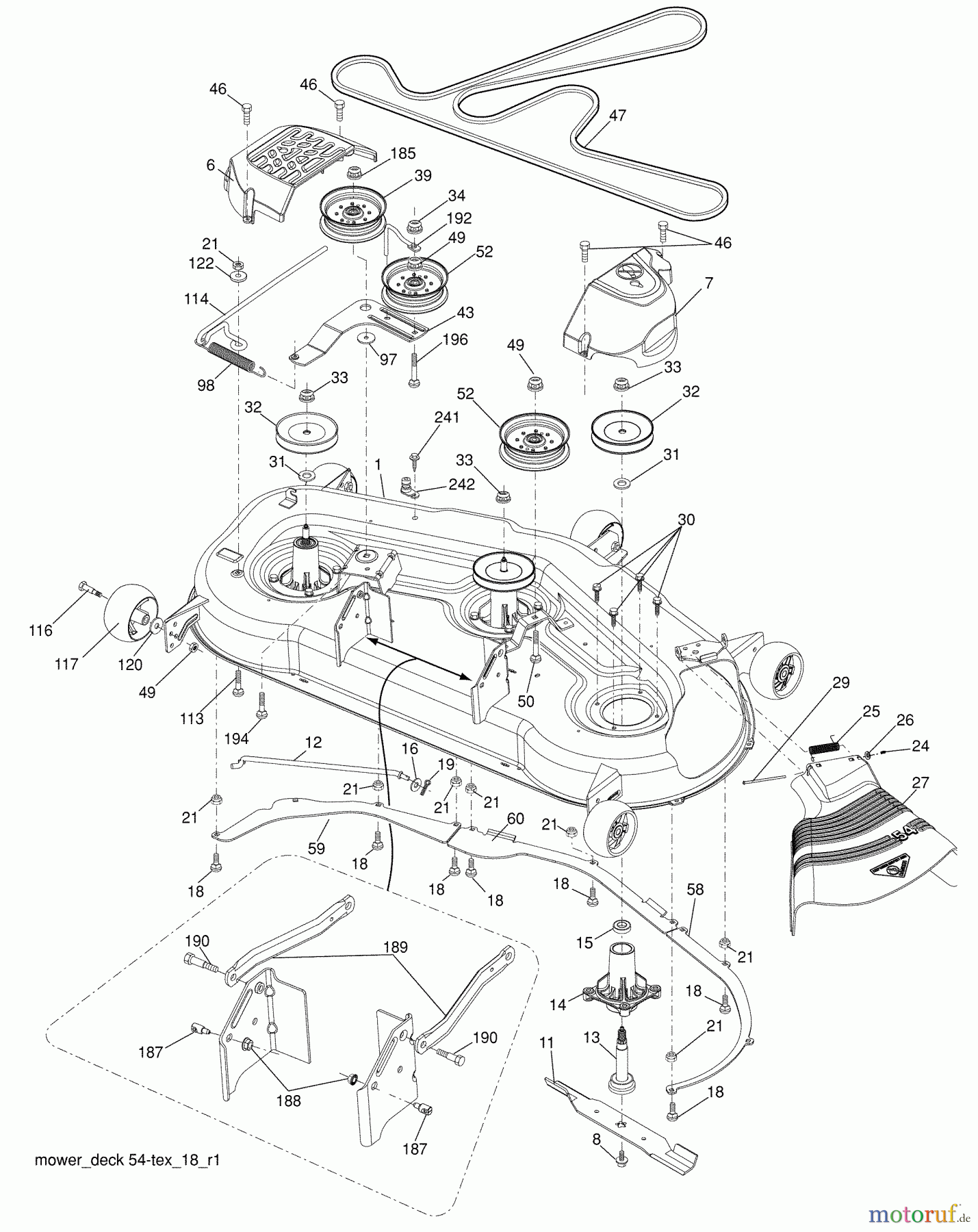 Husqvarna Rasen und Garten Traktoren LGT 2554 (96043006101) - Husqvarna Lawn Tractor (2009-09 & After) Mower Deck