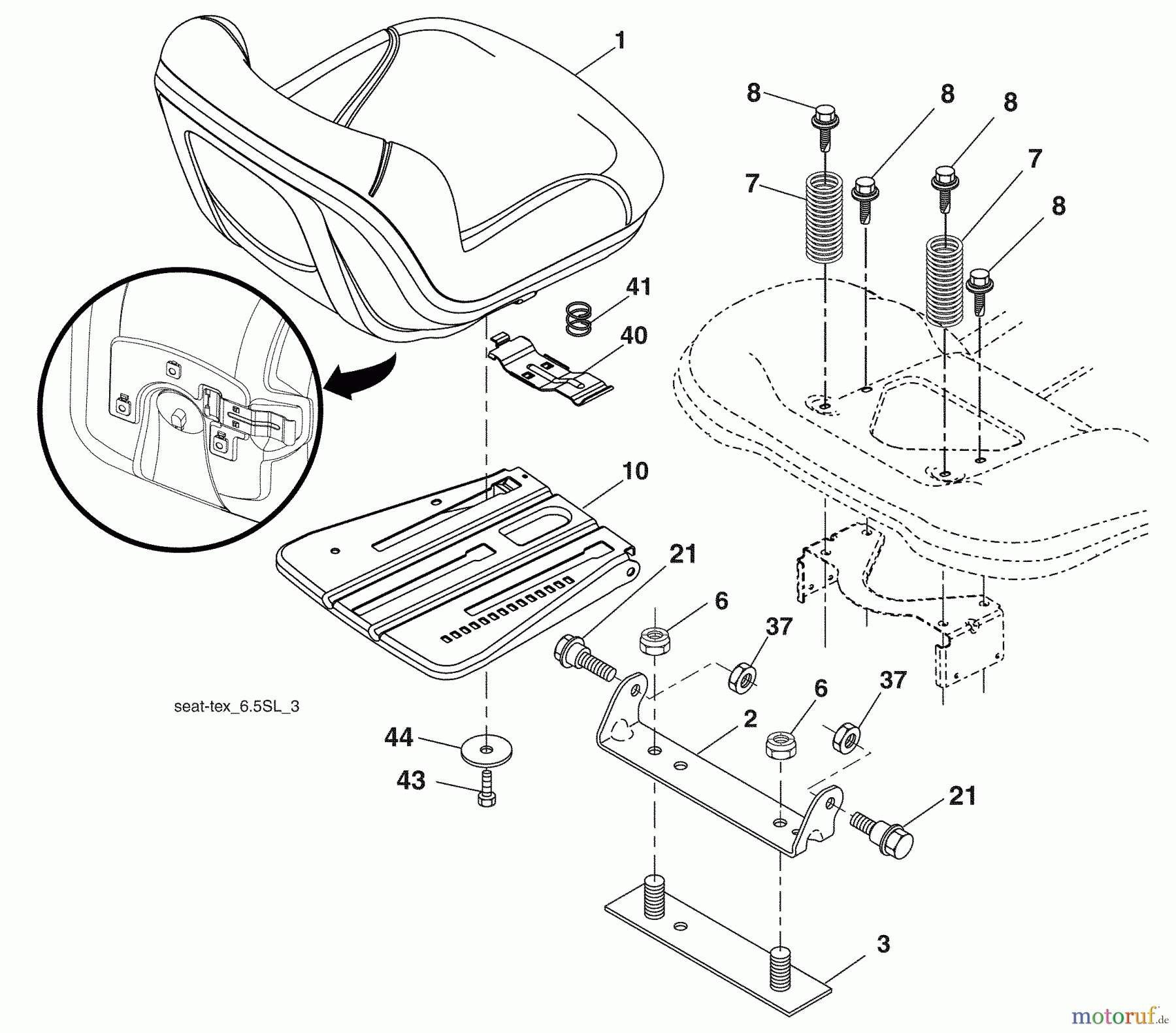 Husqvarna Rasen und Garten Traktoren LGT 2554 (96043007400) - Husqvarna Lawn Tractor (2009-09 & After) Seat Assembly