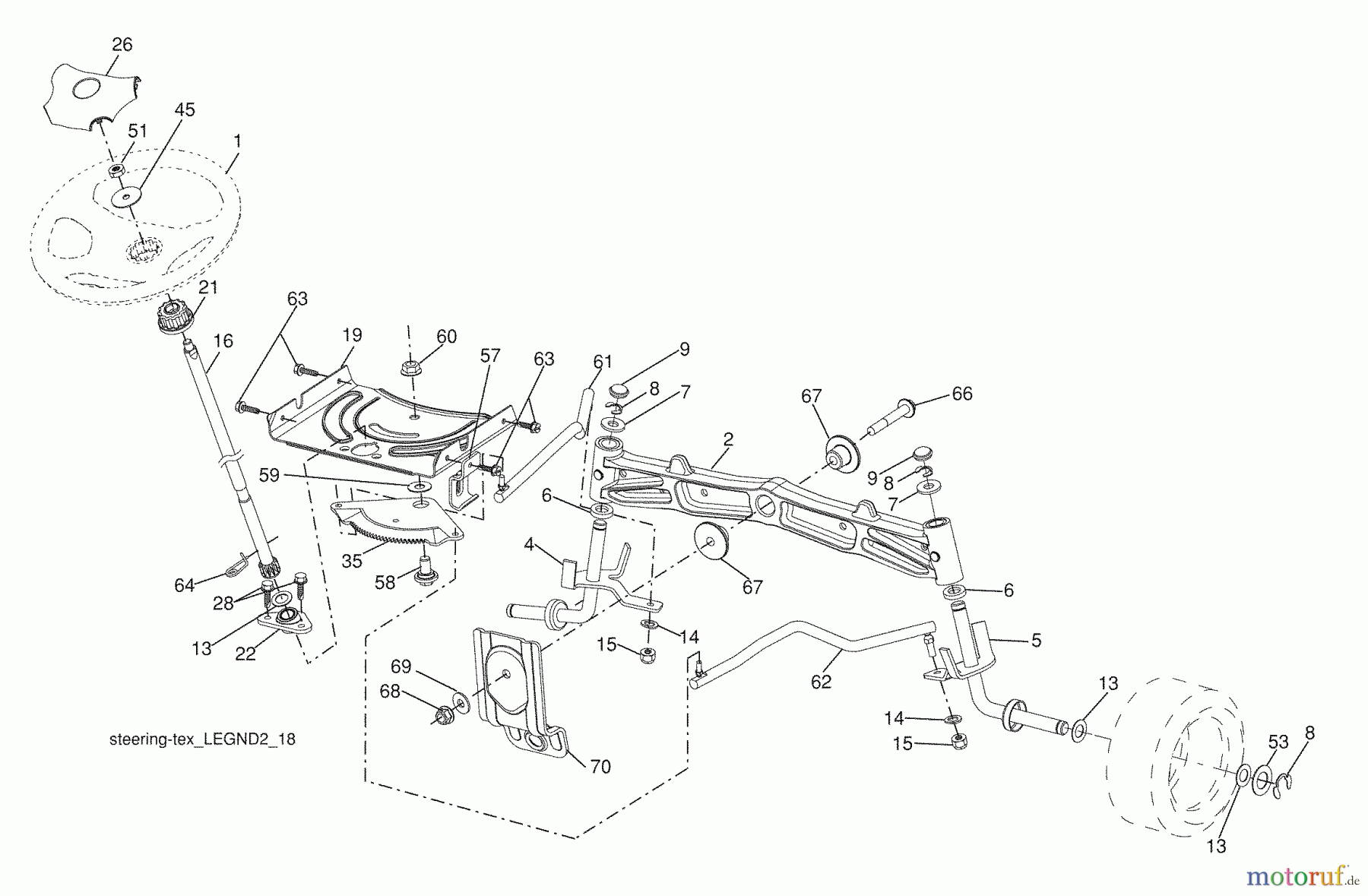 Husqvarna Rasen und Garten Traktoren LGT 2554 (96043007400) - Husqvarna Lawn Tractor (2009-09 & After) Steering Assembly