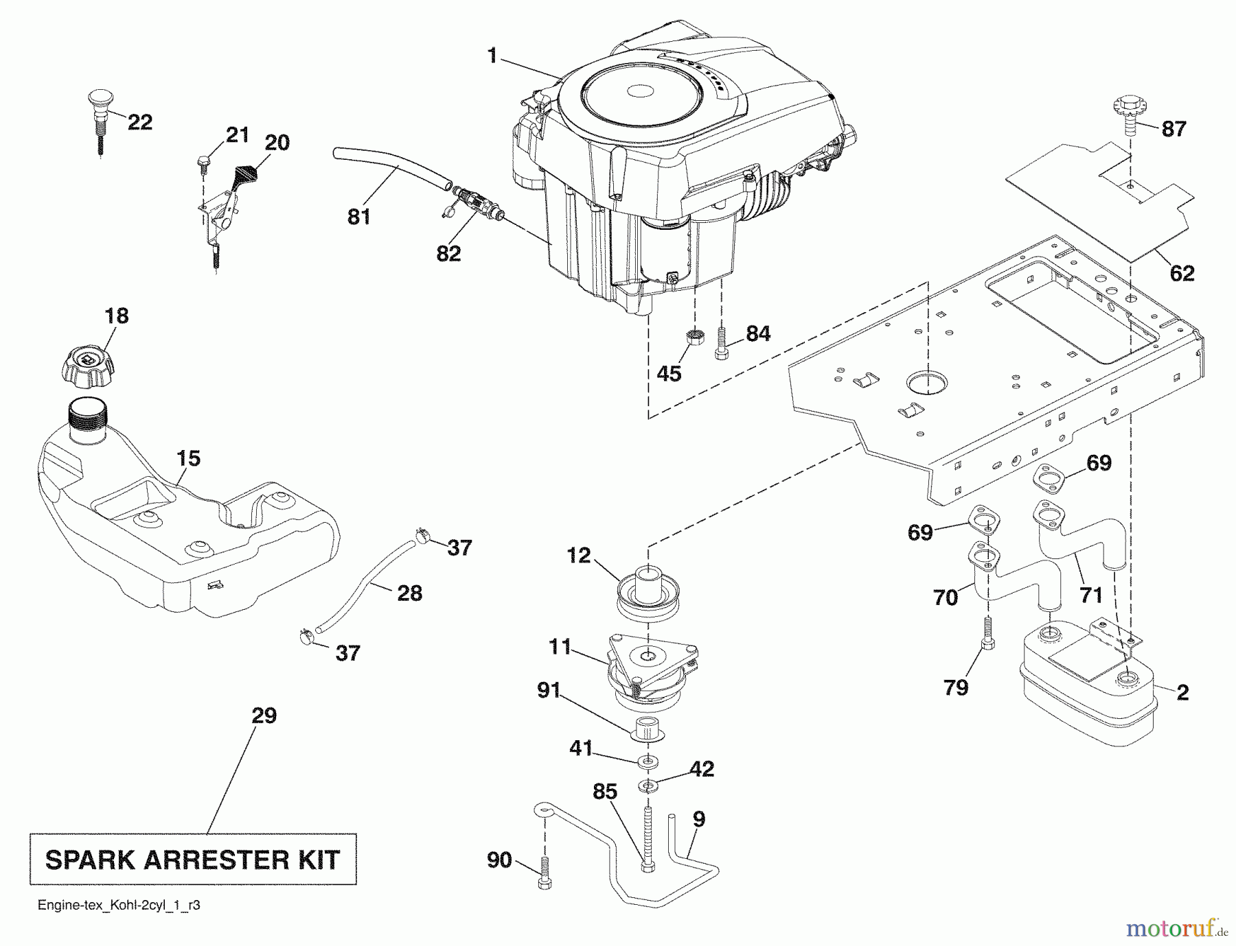 Husqvarna Rasen und Garten Traktoren LGT 2554 (96043009400) - Husqvarna Lawn Tractor (2009-10 & After) Engine