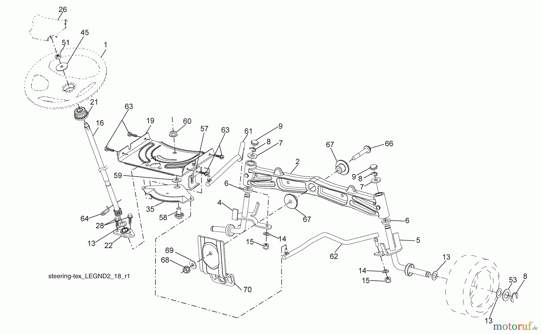Husqvarna Rasen und Garten Traktoren LGT 2554 (96043009400) - Husqvarna Lawn Tractor (2009-10 & After) Steering Assembly
