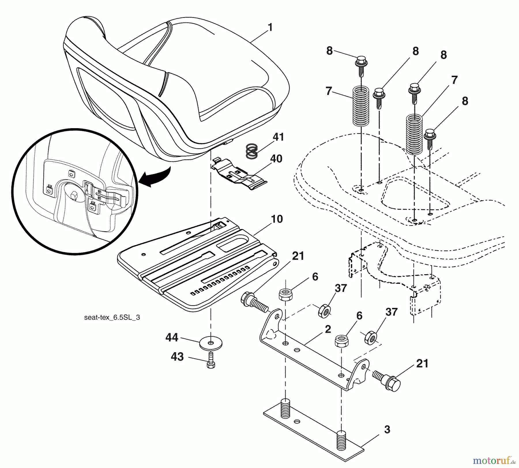 Husqvarna Rasen und Garten Traktoren LGT 2554 (96045001500) - Husqvarna Lawn Tractor (2009-01 & After) Seat