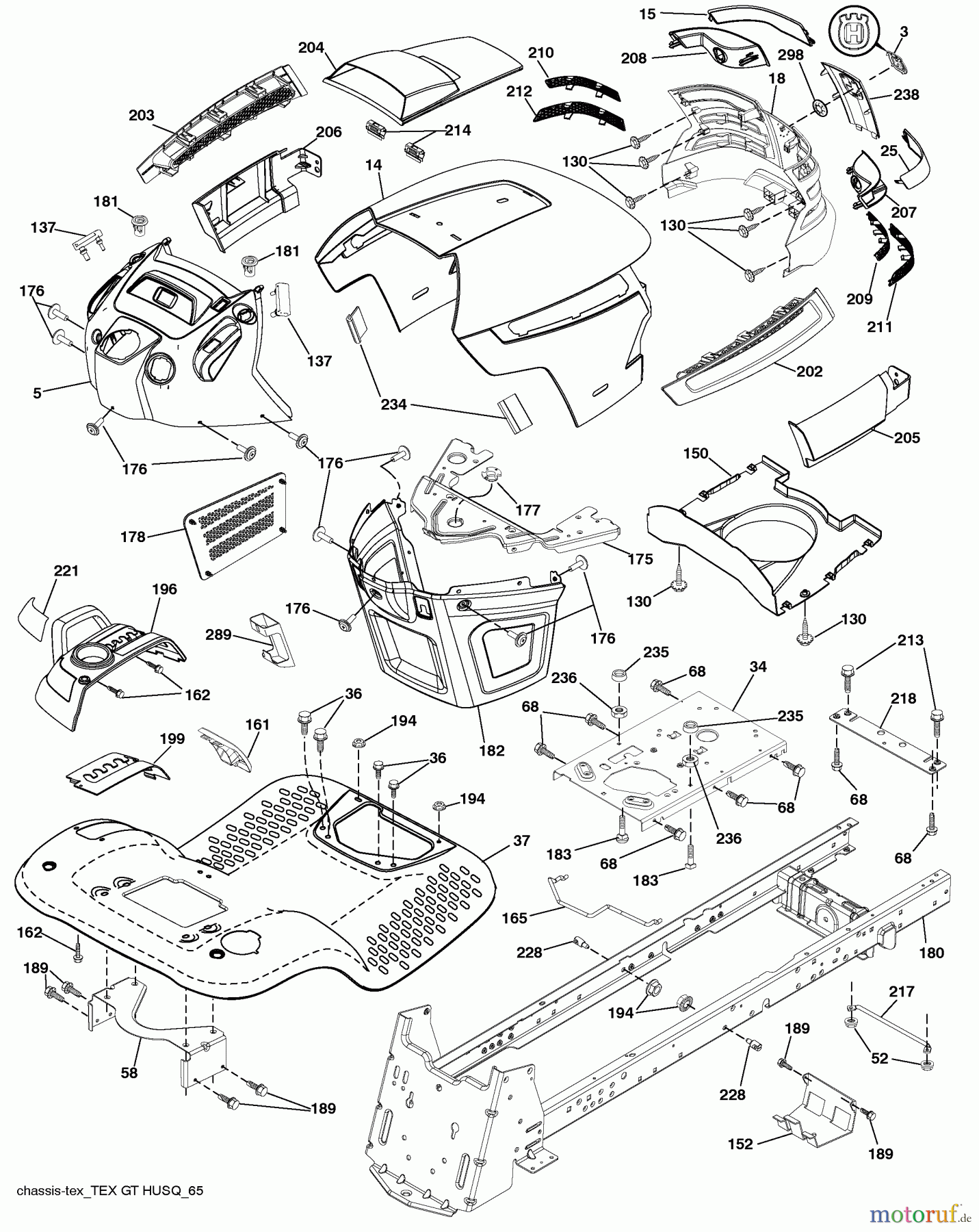 Husqvarna Rasen und Garten Traktoren LGT 2554 (96045001501) - Husqvarna Lawn Tractor (2009-05 & After) Chassis