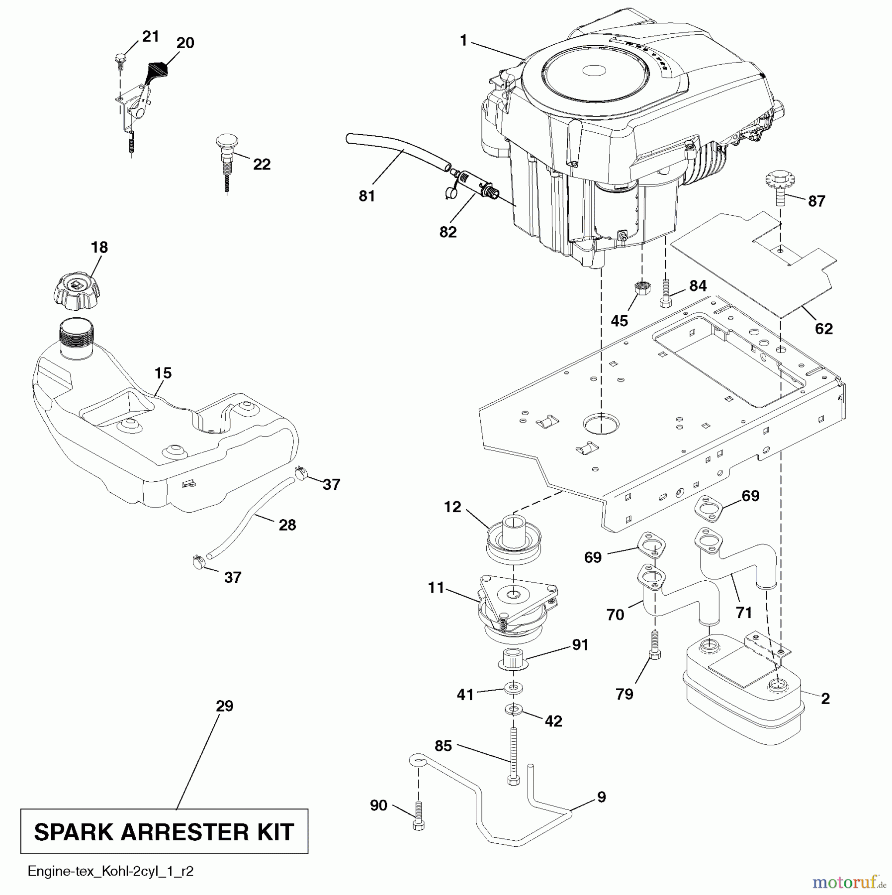 Husqvarna Rasen und Garten Traktoren LGT 2554 (96045001501) - Husqvarna Lawn Tractor (2009-05 & After) Engine
