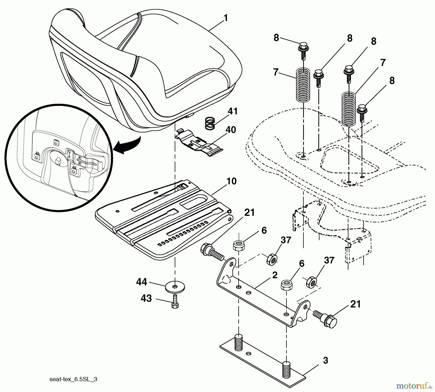 Husqvarna Rasen und Garten Traktoren LGT 2554 (96045001501) - Husqvarna Lawn Tractor (2009-05 & After) Seat Assembly