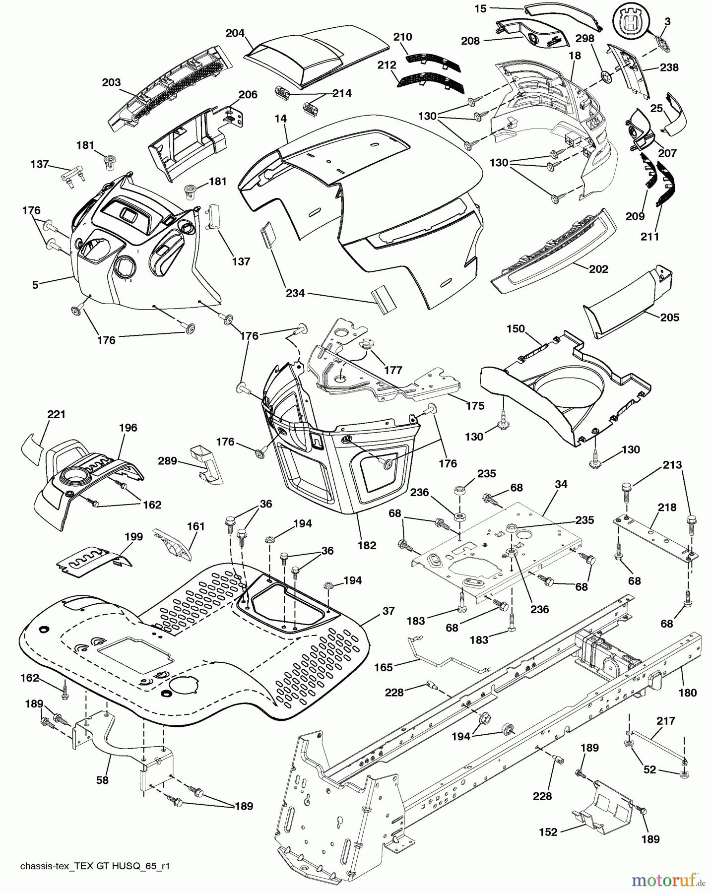 Husqvarna Rasen und Garten Traktoren LGT 2554 (96045001502) - Husqvarna Lawn Tractor (2010-02 & After) Chassis