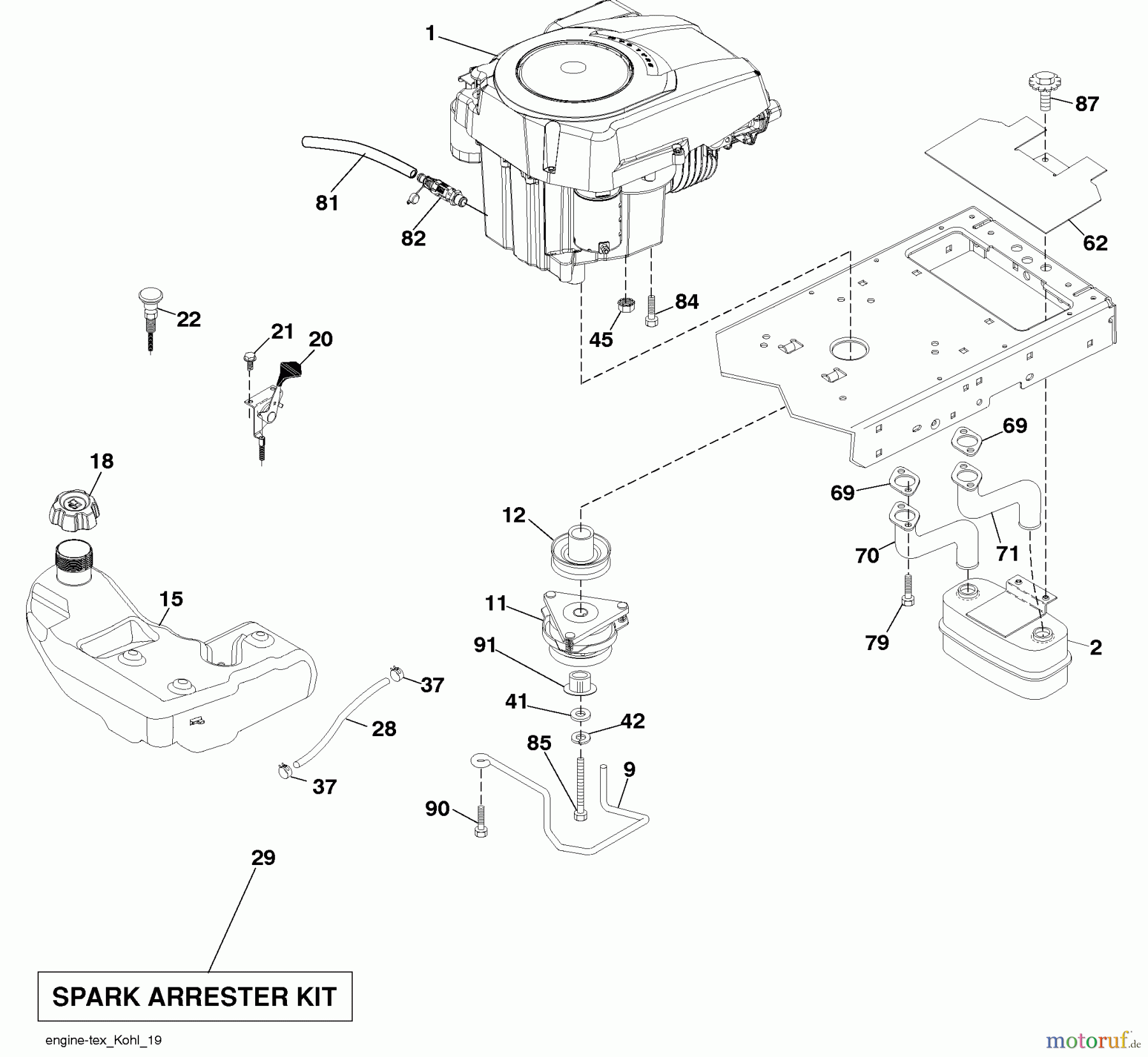 Husqvarna Rasen und Garten Traktoren LGT 2554 (96045001502) - Husqvarna Lawn Tractor (2010-02 & After) Engine