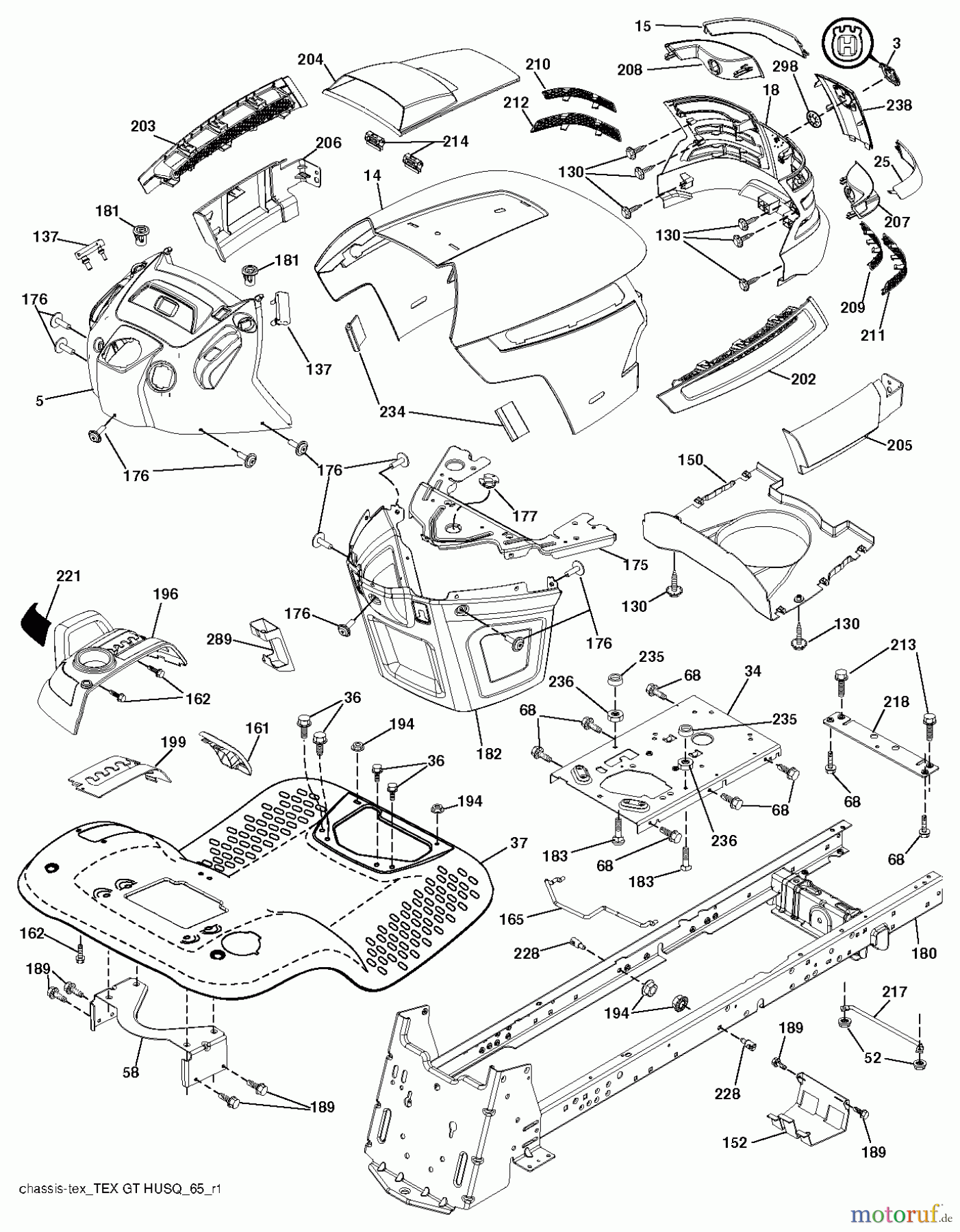 Husqvarna Rasen und Garten Traktoren LGT 2554 (96045001503) - Husqvarna Lawn Tractor (2012-02 & After) CHASSIS ENCLOSURES