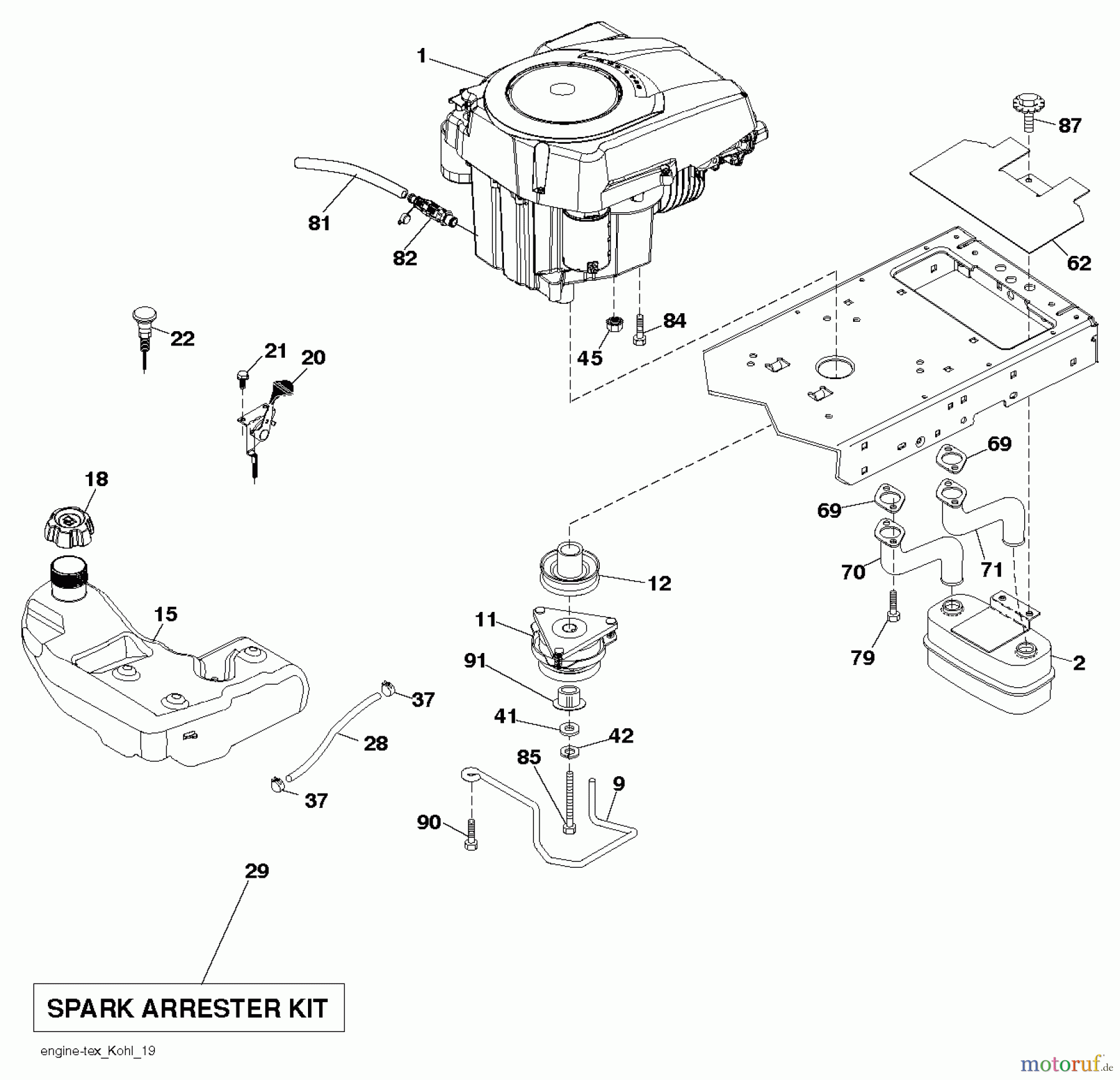 Husqvarna Rasen und Garten Traktoren LGT 2554 (96045001503) - Husqvarna Lawn Tractor (2012-02 & After) ENGINE
