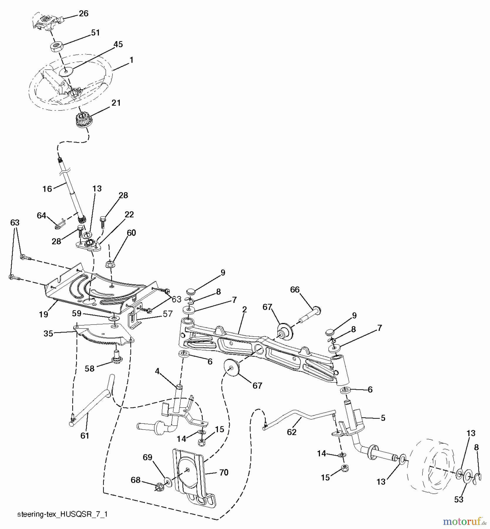 Husqvarna Rasen und Garten Traktoren LGT 2554 (96045001504) - Husqvarna Lawn Tractor (2012-02 & After) STEERING