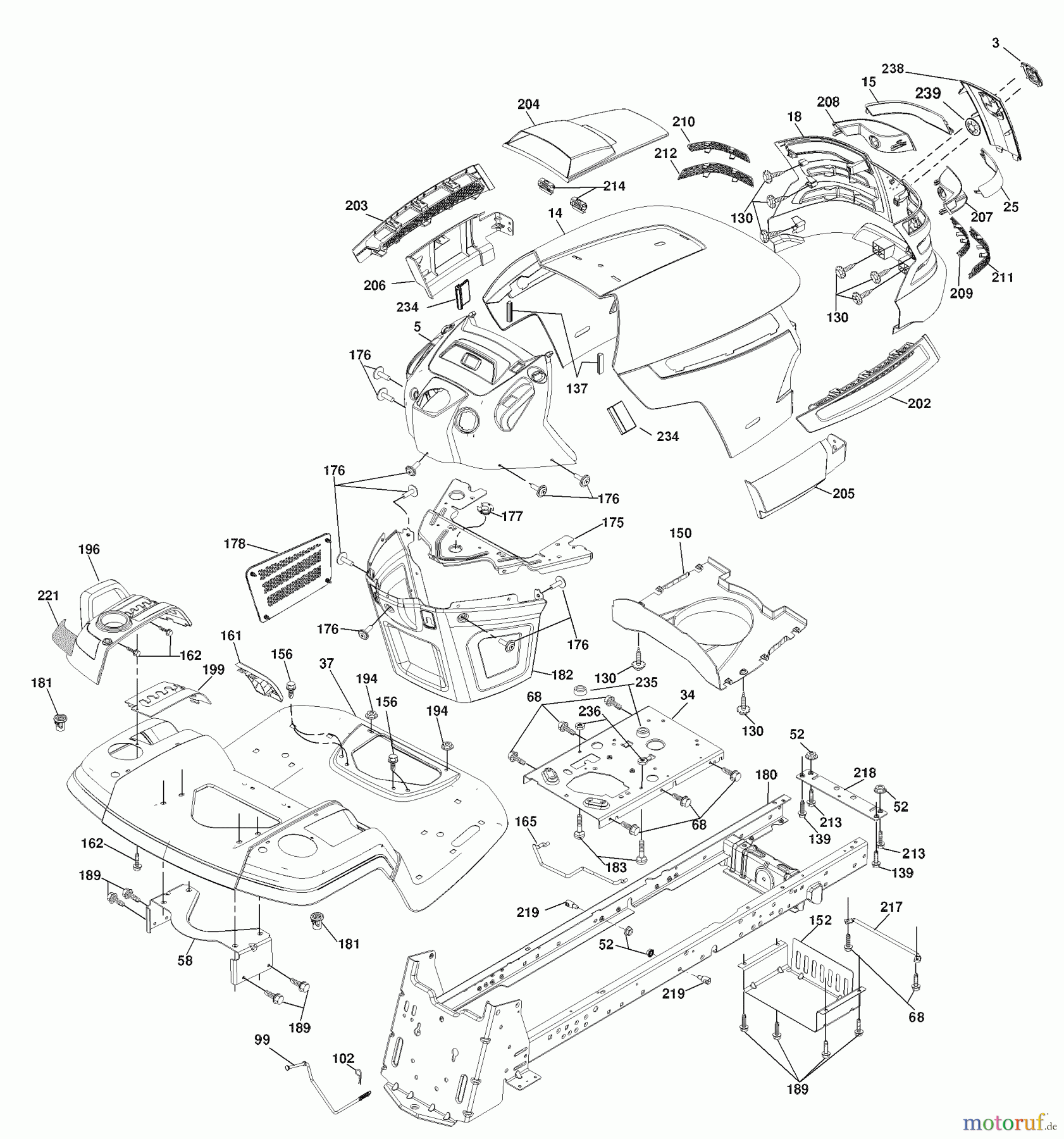 Husqvarna Rasen und Garten Traktoren LGT 2654 (96043003600) - Husqvarna Lawn Tractor (2007-05 & After) Chassis